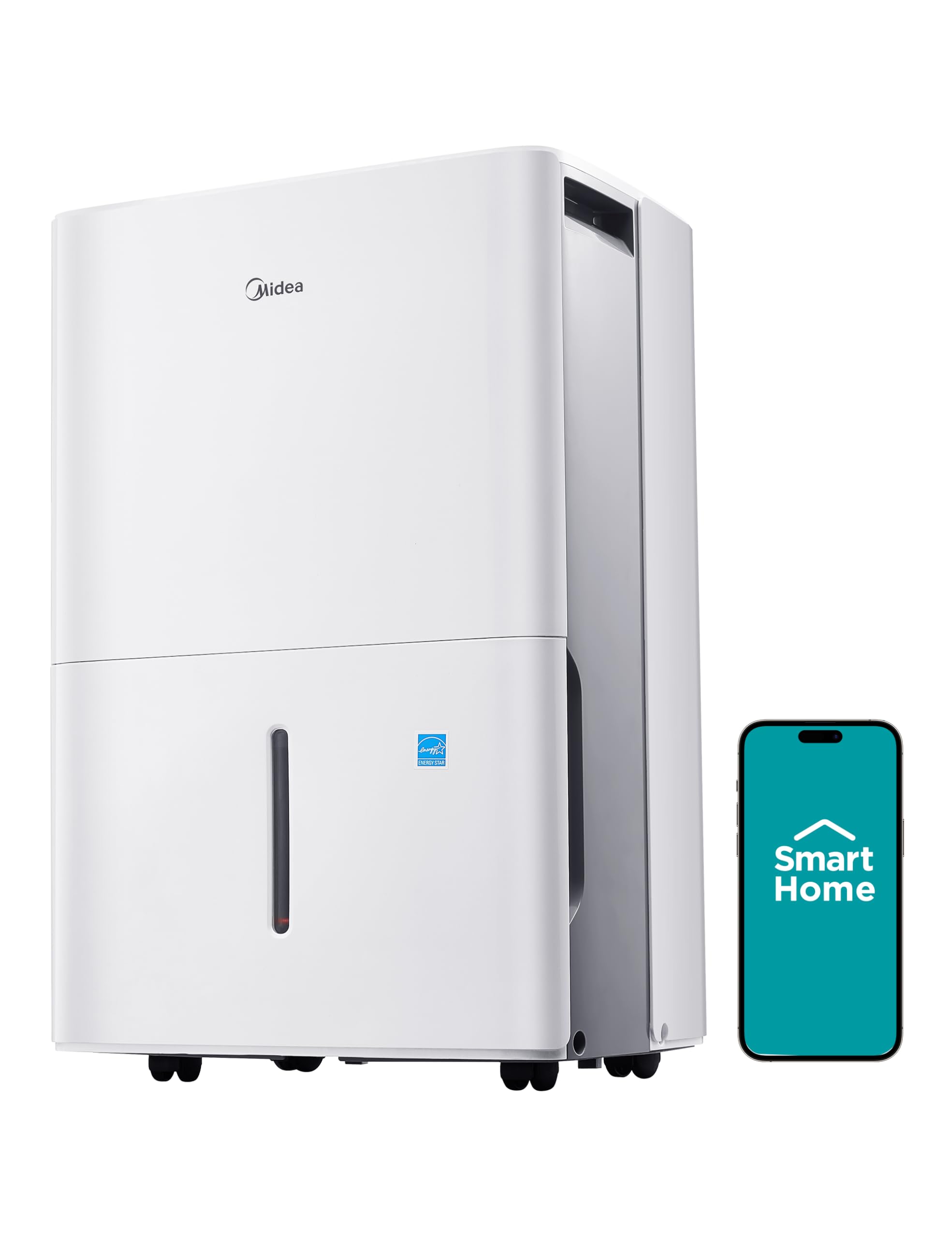 Midea 4,500 Sq. Ft. Dehumidifier With Pump Included, 50 Pint - Ideal For Basements, Large & Medium Sized Rooms, And Bathrooms (W