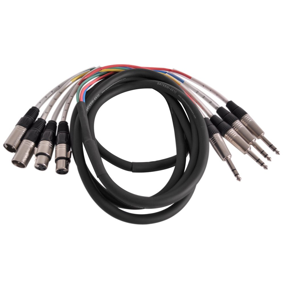 Seismic Audio SATXSW-8x5 4-Channel 5-Feet Insert Snake Cable 8 TRS to 4 XLR Male and 4 XLR Female