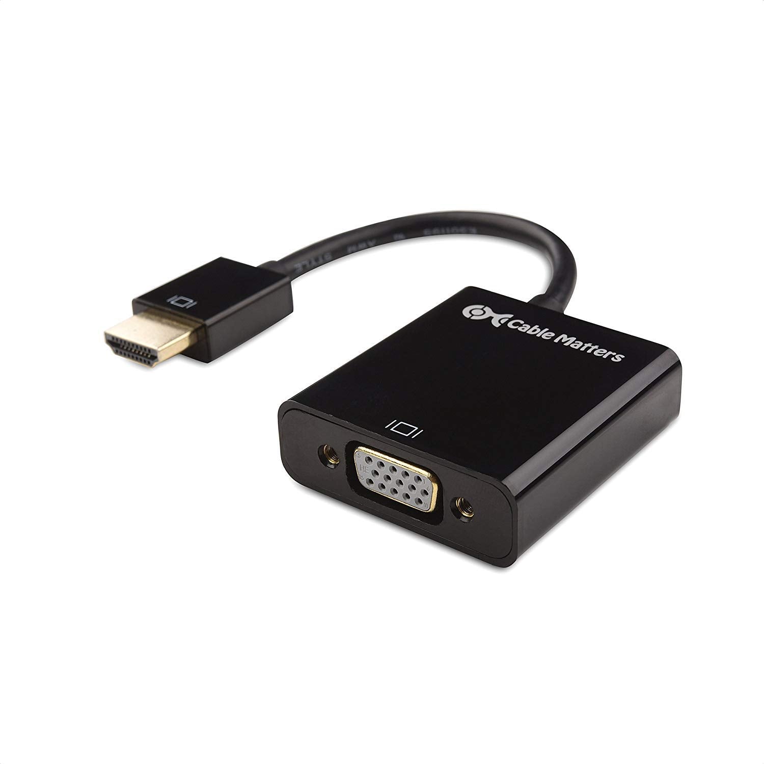 Cable Matters HDMI to VGA Adapter - Black HDMI to VGA Converter for Projectors, Monitors, and TVs