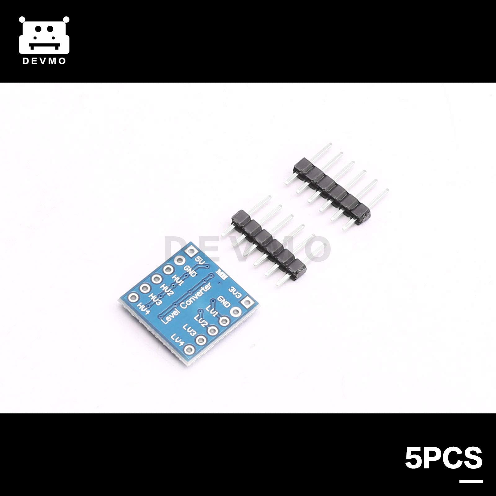 Devmo 5Pcs Iic I2C Logic Level Converter Bi Directional Module 4 Channels 5V To 3.3V Shifter Compatible With Ar Duino