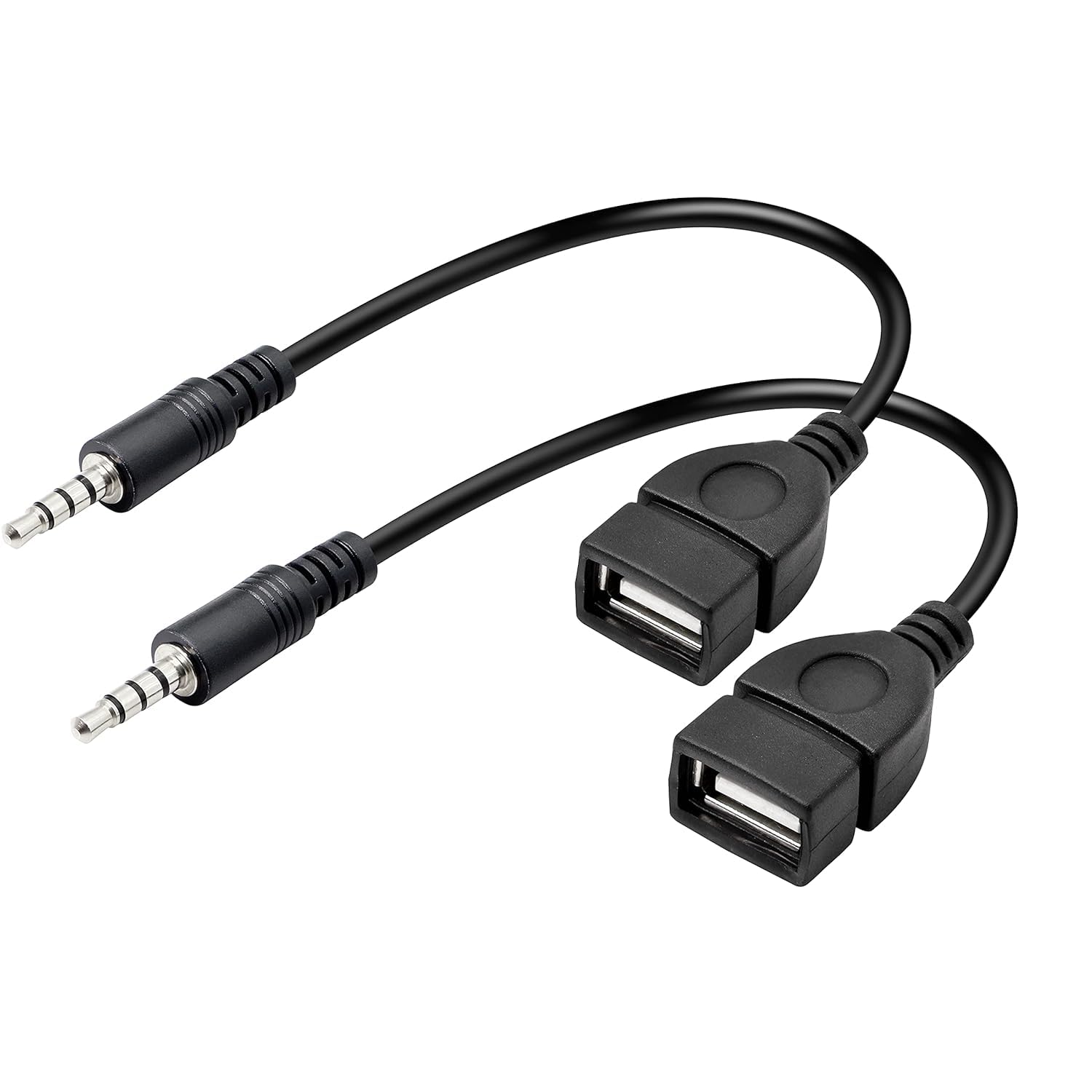 Usb To Aux Adapter 3.5Mm Jack Audio Connector 3.5Mm Male Plug To Usb Female Adaptor For Playing Mp3 Music In Car Stereo System Directly Thru Memory Stick Flash Drive   2 Pack
