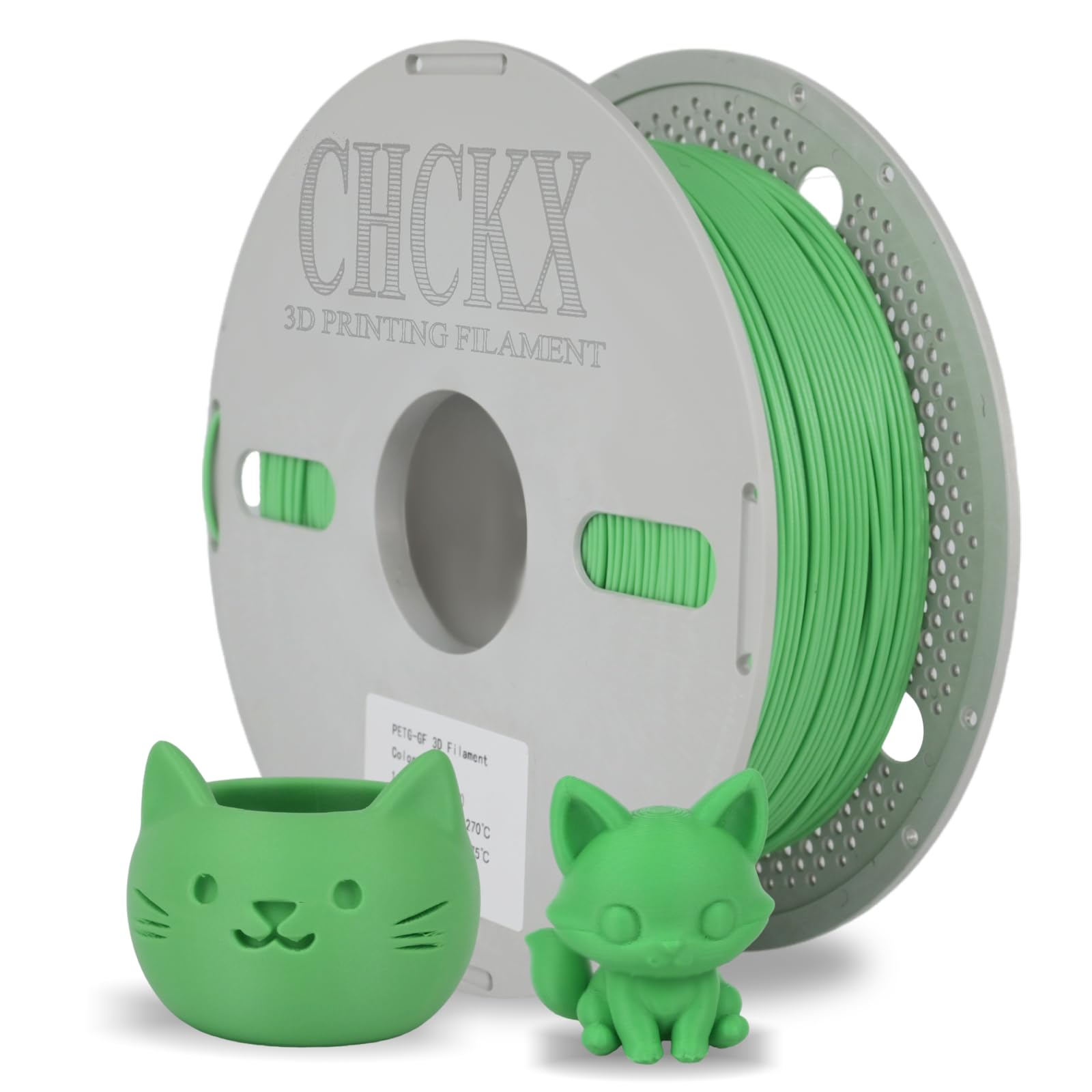 CHCKX Glass Fiber PETG Filament 1.75mm Green 1kg PETG-GF 3D Printing Filament High Impact Resistance Durability & Stiffness for 
