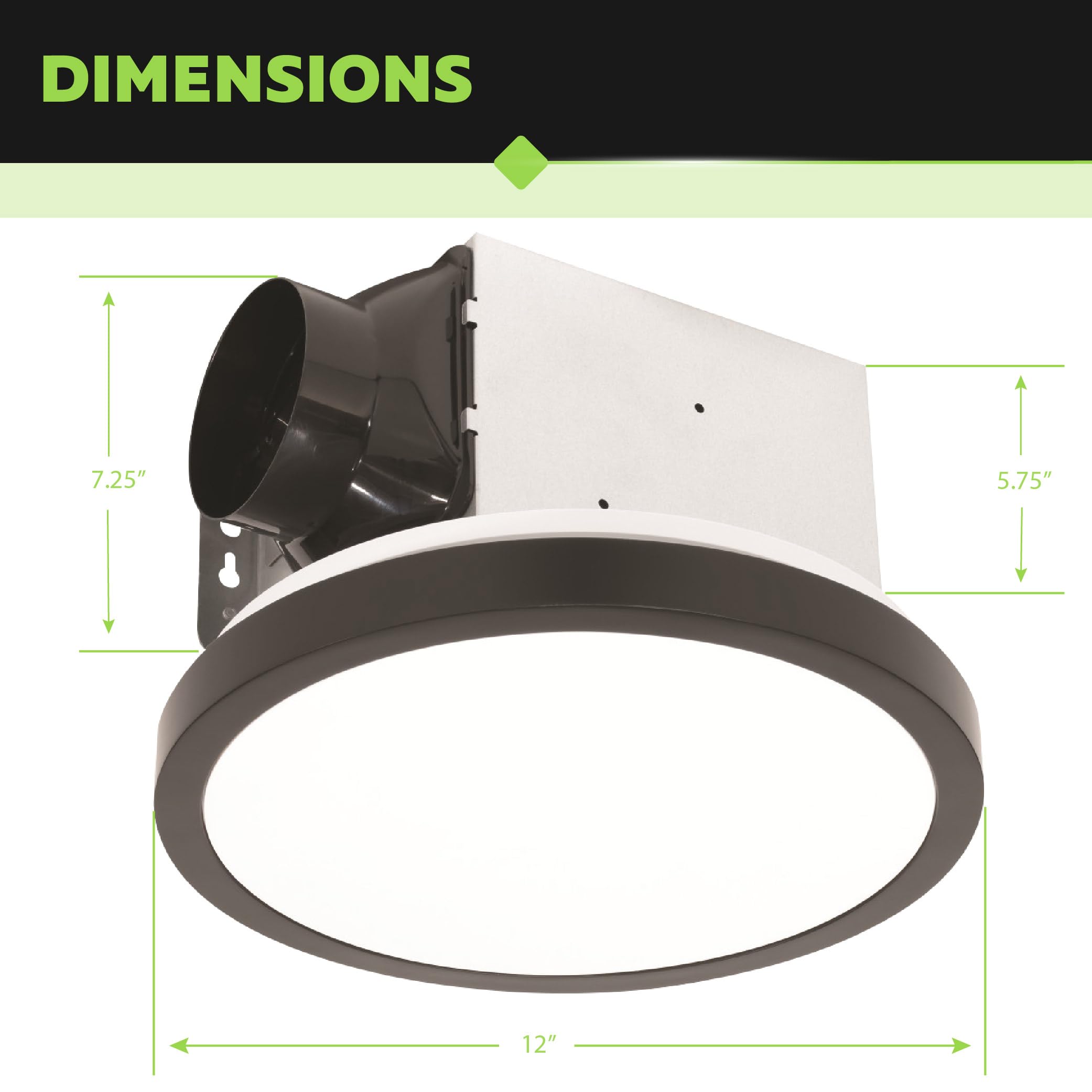 Homewerks 7105 09 Mb Bathroom Fan With Light 90 Cfm 1.5 Sones Round Ventilation Fan With Dimmable Led Light And Magnetic Trim Ri