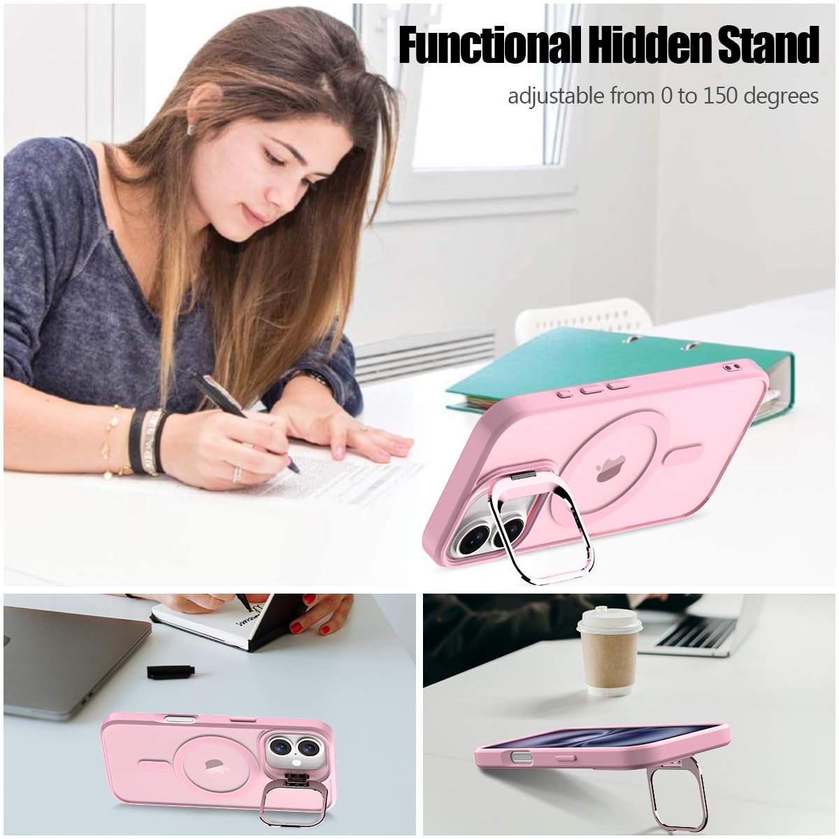 Nvollnoe For Iphone 16 Case Compatible With Magsafe Military Grade Shockproof Heavy Duty Protective Adjustable Kickstand Matte S