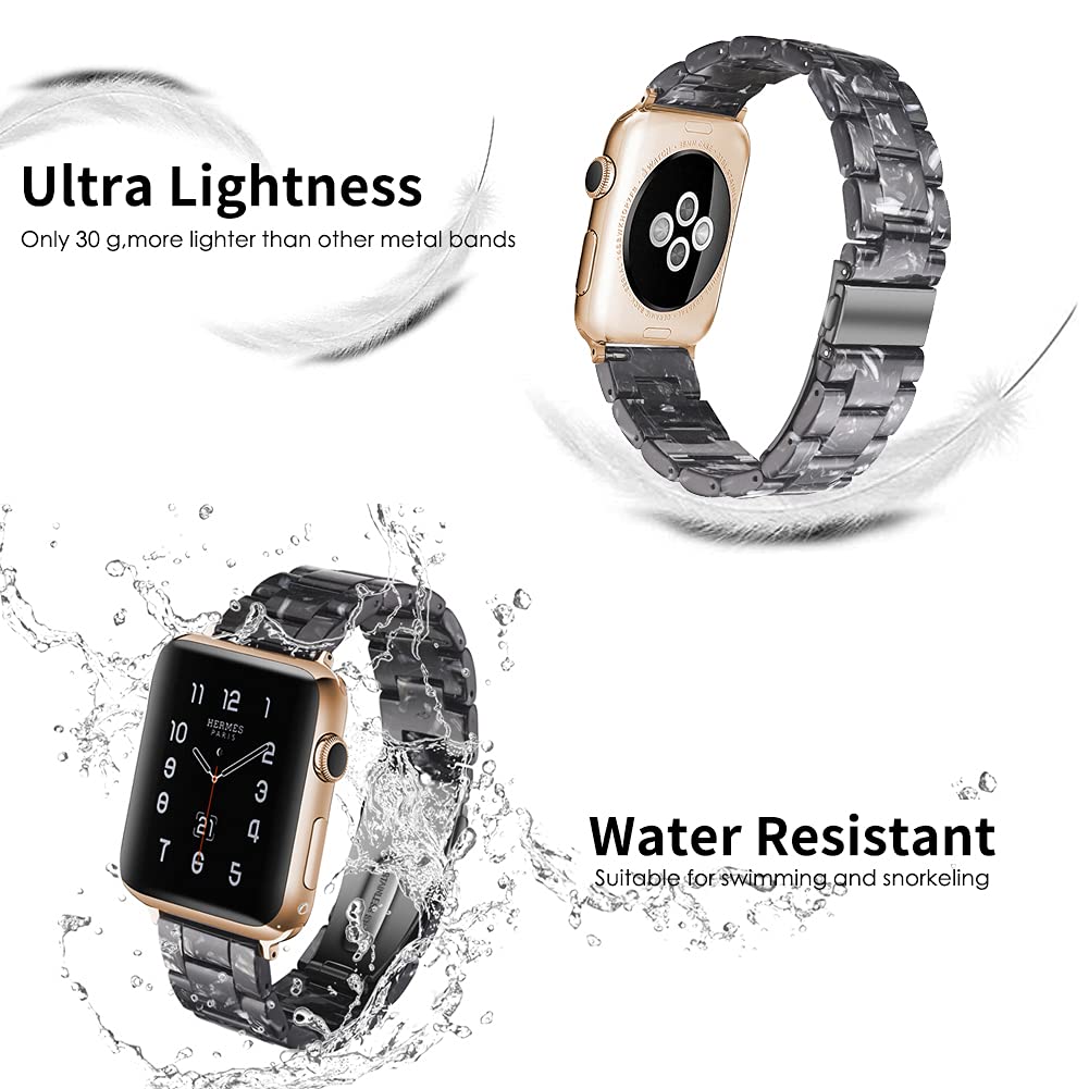 Hopo Kompatibel Mit Apple Watch Armband, 38 Mm, 40 Mm, 42 Mm, 44 Mm, Dnnes, Leichtes Kunstharz Armband Mit Edelstahl Schnalle, E