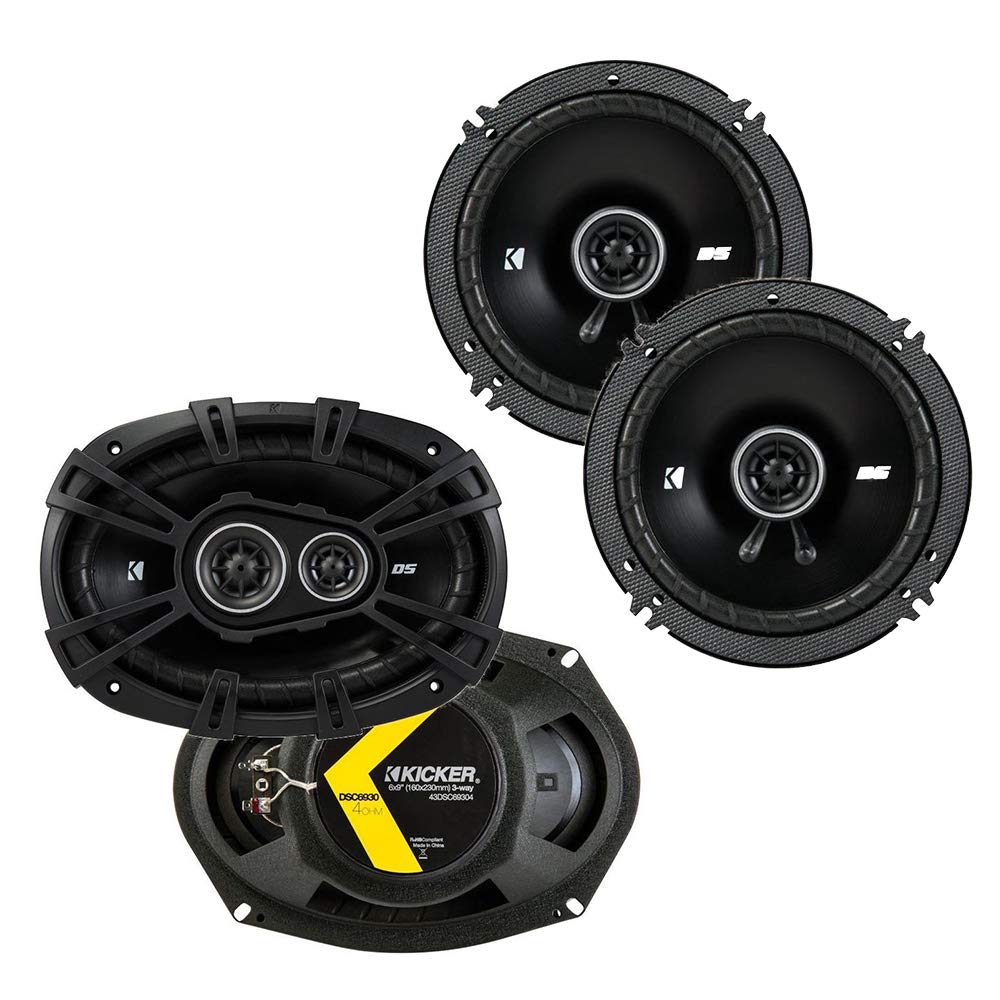 Kicker 43Dsc69304 D Series 6X9 Inch 360 Watt 3 Way Dual Speakers With 43Dsc6504 6.5 Inch 240 Watt 2 Way 4 Ohm Car Audio Coaxial 