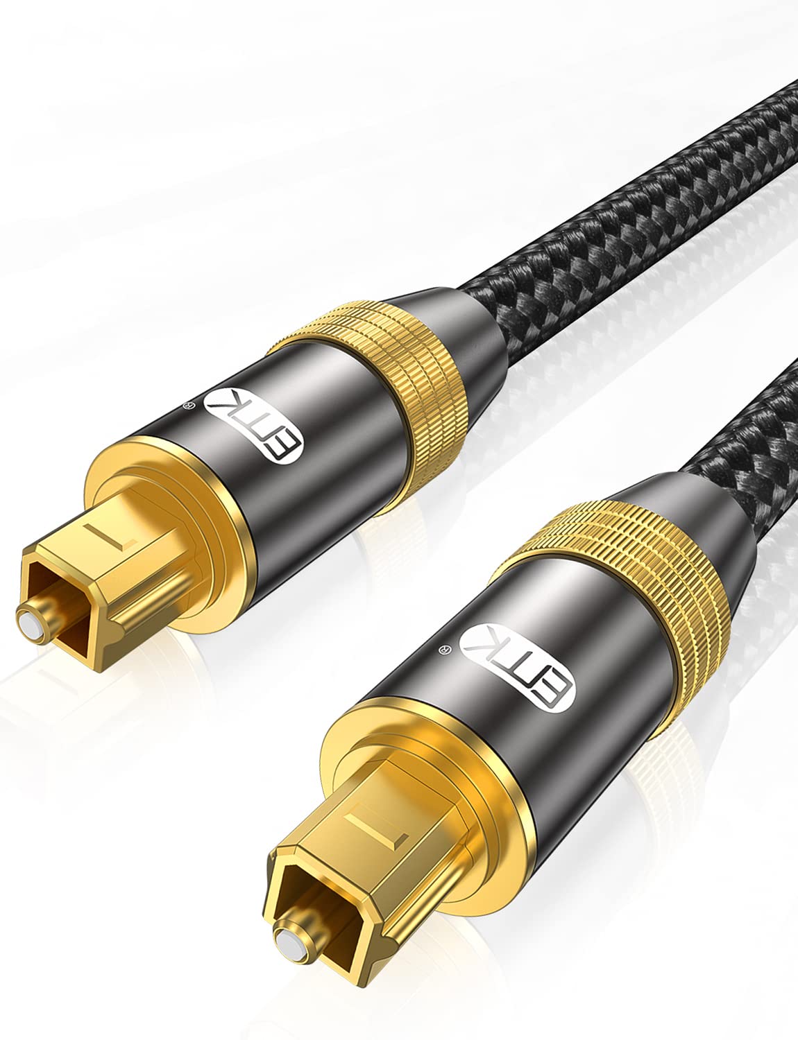 EMK Optical Audio Cable Digital Toslink Cable 24K Gold-Plated Nylon Braided S/PDIF Cable for Home Theater, Sound Bar, TV, PS4, X