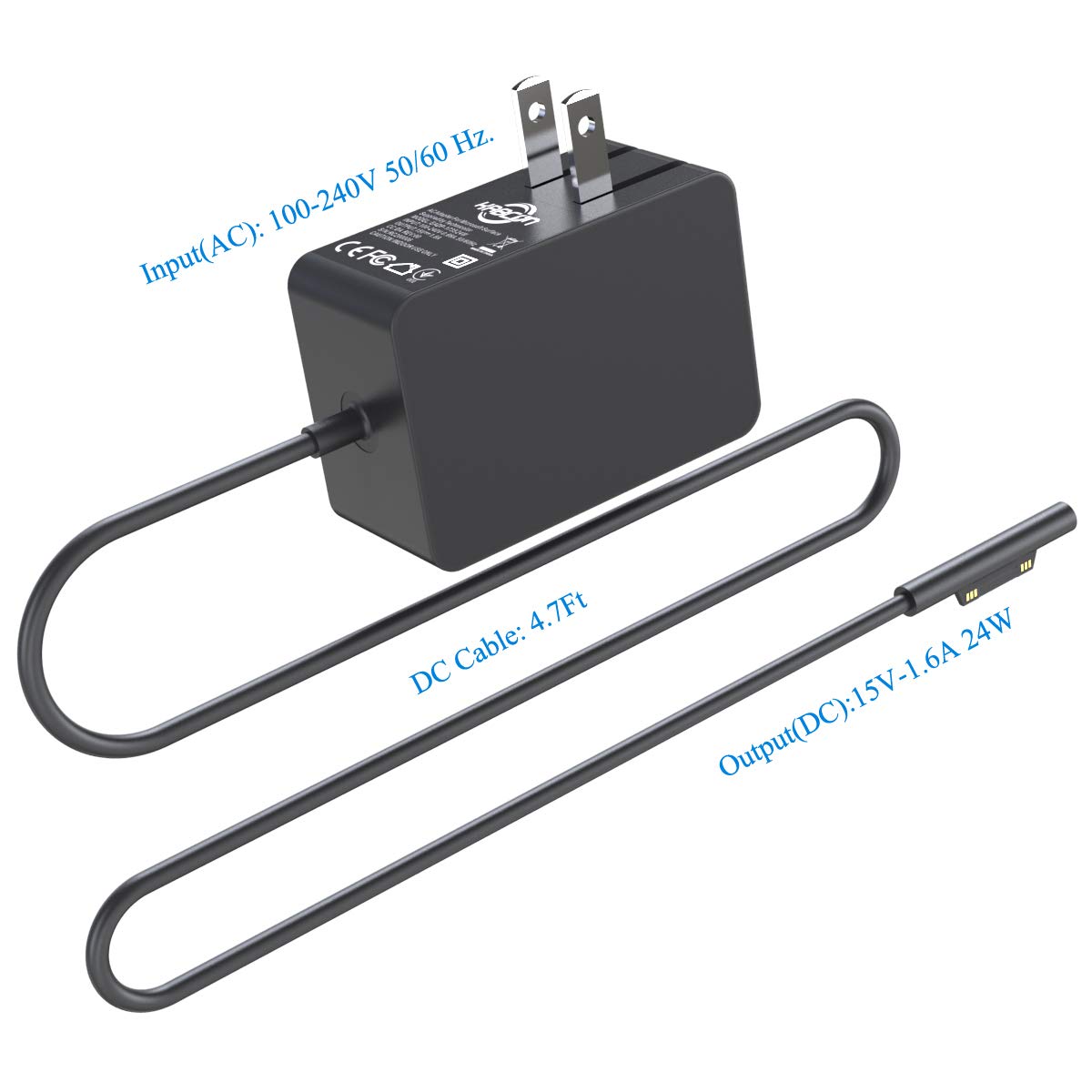 Charger Compatible For Surface Go/Go 2/Go 3 Surface Pro 4 Core M3 Surface Pro 3 Core M3 Surface Pro 2017 Core M3 Tablet Surface Laptop Core M3, Power Supply Adapter 24W 15V 1.6A With Travel Bag