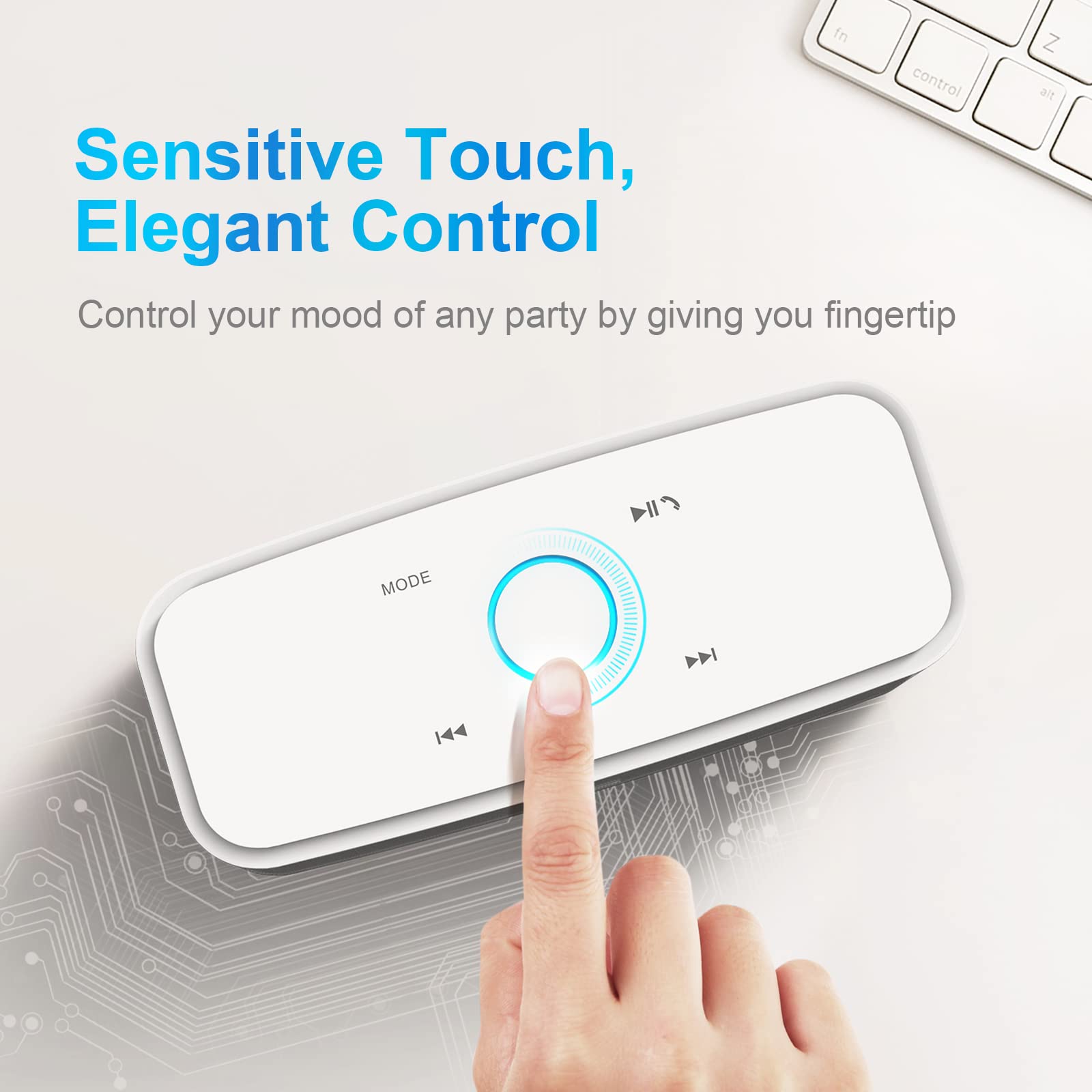 Doss Soundbox Touch Wireless Bluetooth Speaker With 12W Hd Sound And Bass, Ipx5 Water Resistant, 20H Playtime, Handsfree, Portable For Office, Home, Outdoor, Travel White