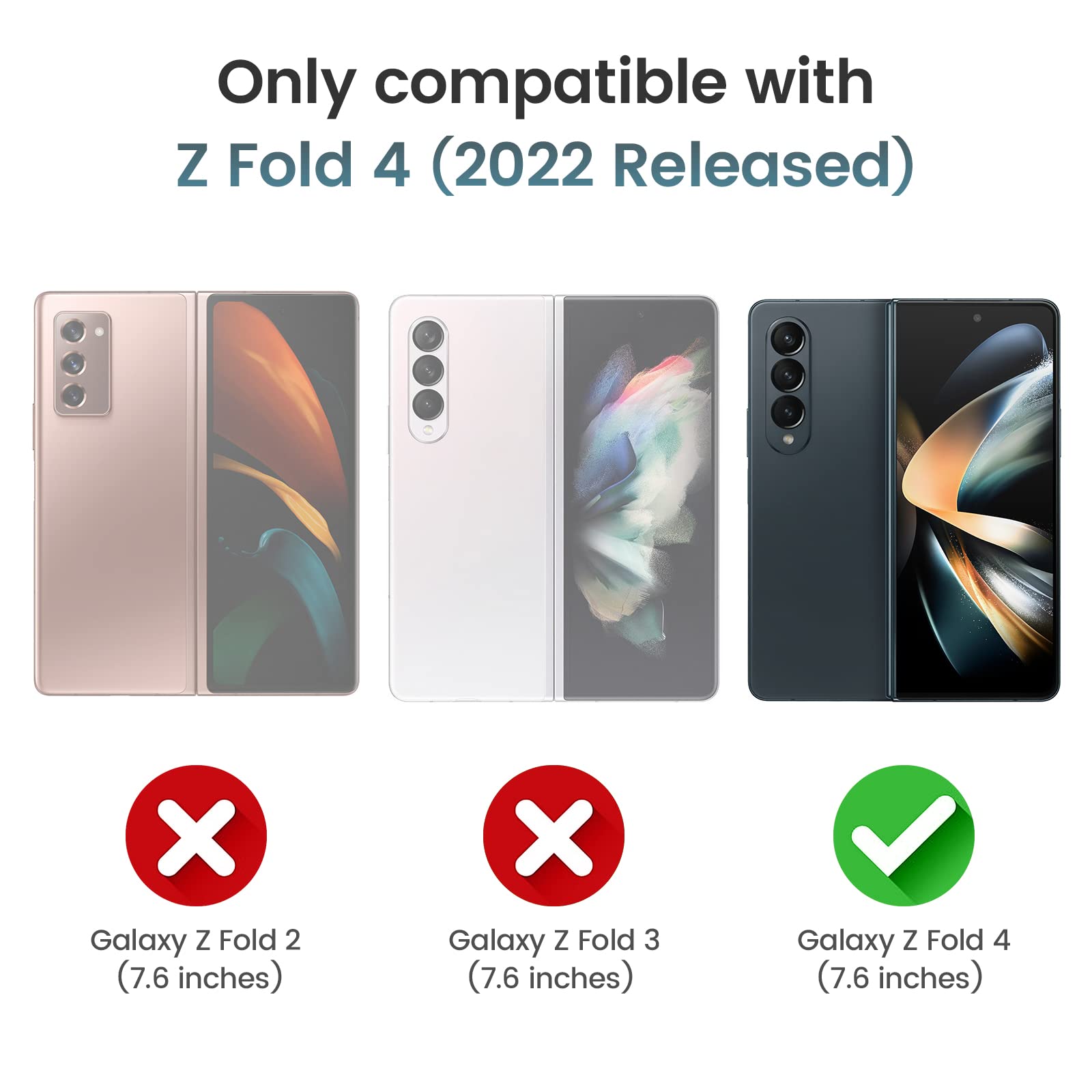Ruky For Galaxy Z Fold 4 Case, Full Body Cover With Built In Screen Protector Hard Pc Ultra Thin Anti Scratches Shockproof Prote