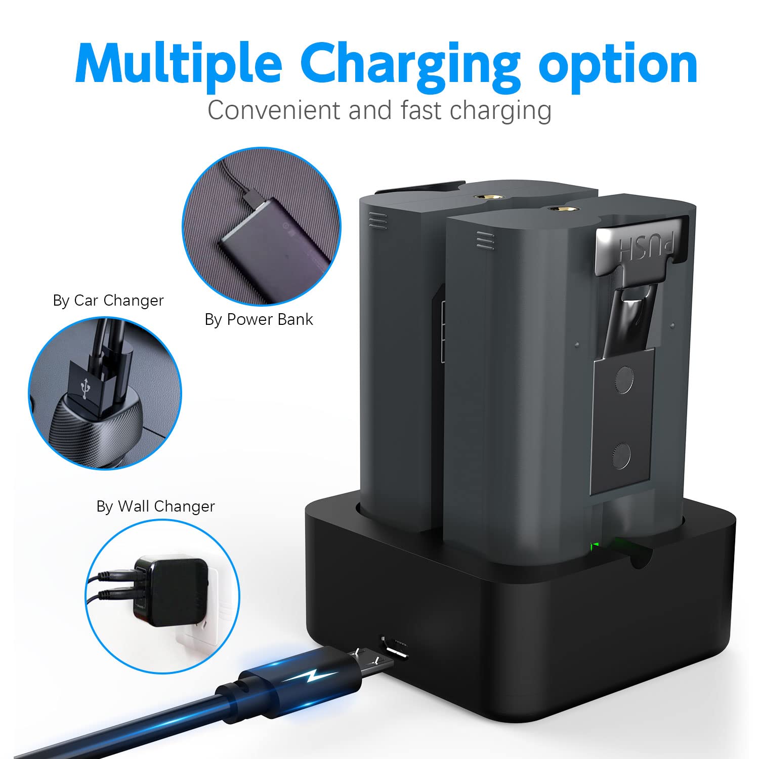 Jippofu 2 Pack Battery Camera For Ring Doorbell 2 3 4 Spotlight Stick Up Cam Rechargeable Batteries, With Usb Charging Station R