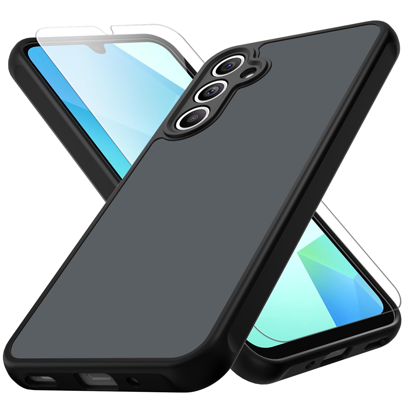 Zinto for Samsung Galaxy A16 5G Case, Matte Dual-Tone Non-Slip Anti-Fingerprint Slim Design with Screen Protector Hybrid Soft TP