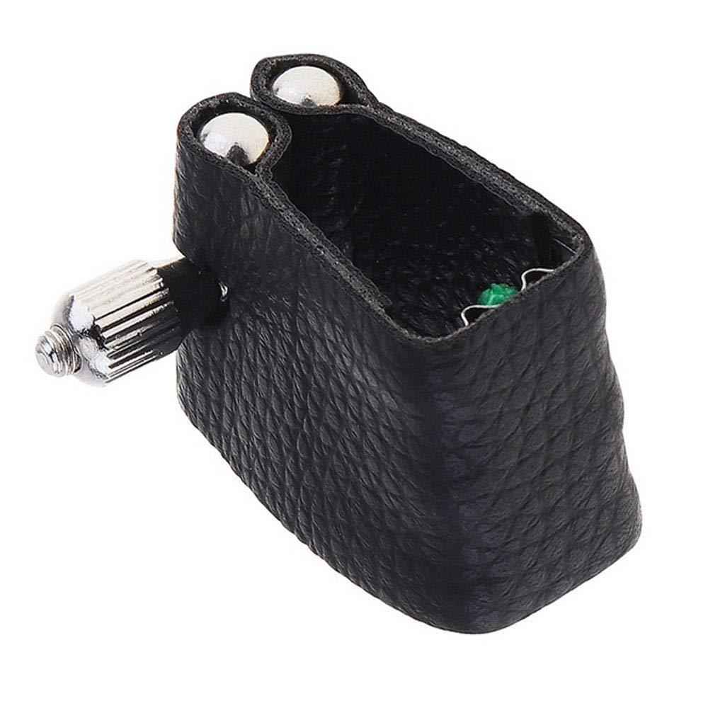 Jiayouy Artificial Leather Soprano Saxophone Mouthpiece Sax Ligature Fastener Compact Durable Black