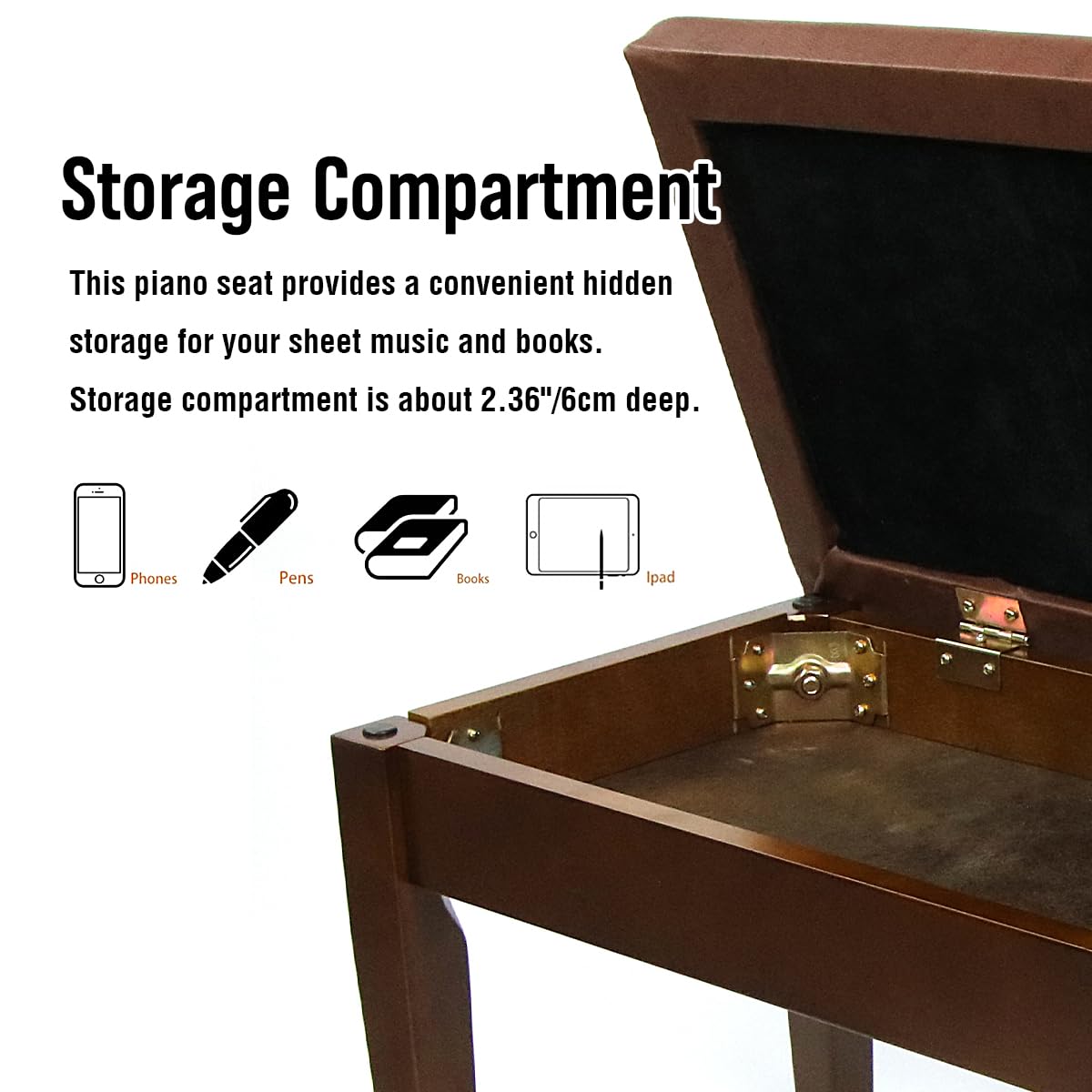 Filisite Piano Bench With Waterproof Padded Cushion, Makeup Stools For Vanity, Bench For Living Room/Bedroom Xj580-2(Wood)