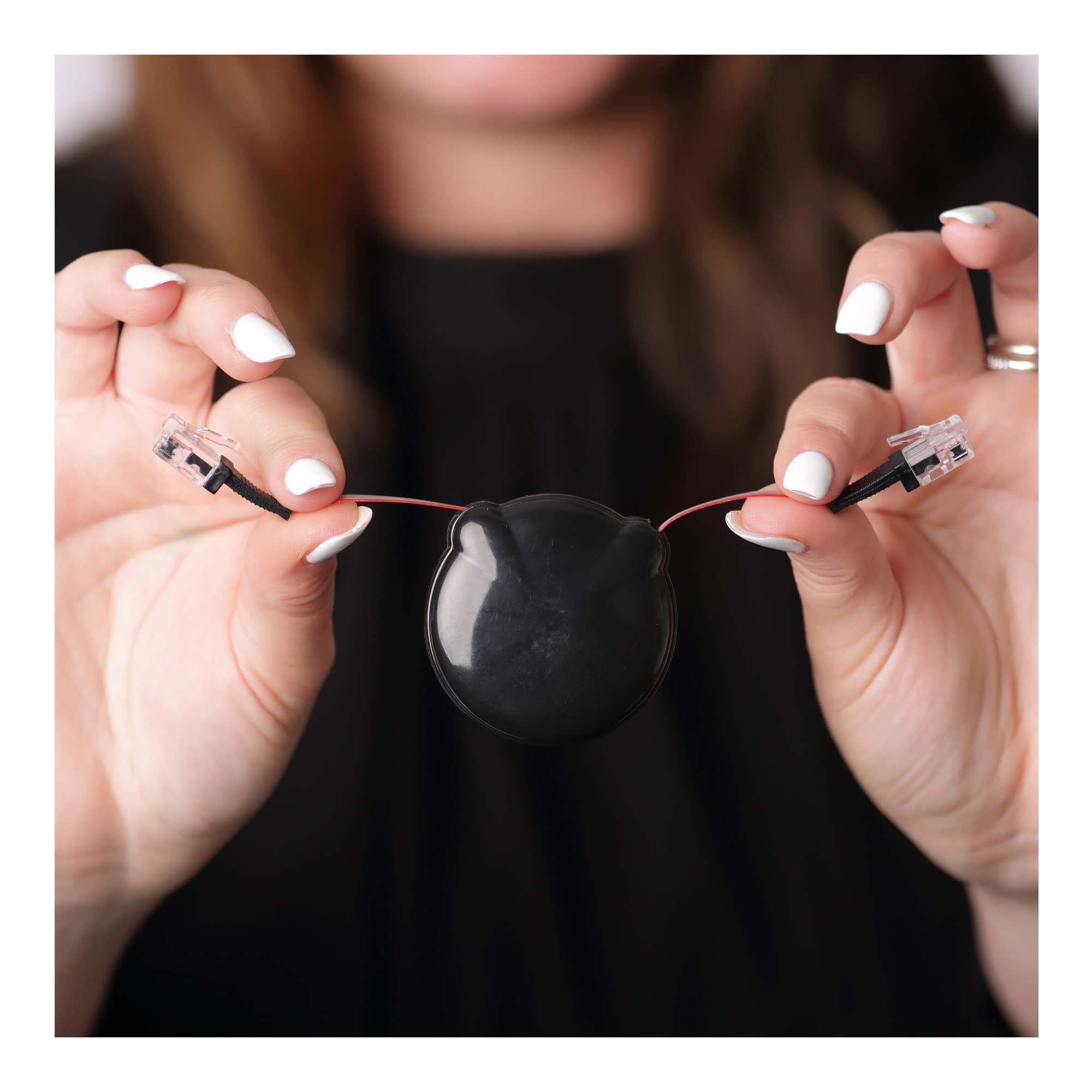 Softalk Cord Manager Retractable Phone Cord Detangler Cable For Landlines And Office Telephones, Black, 8 Ft