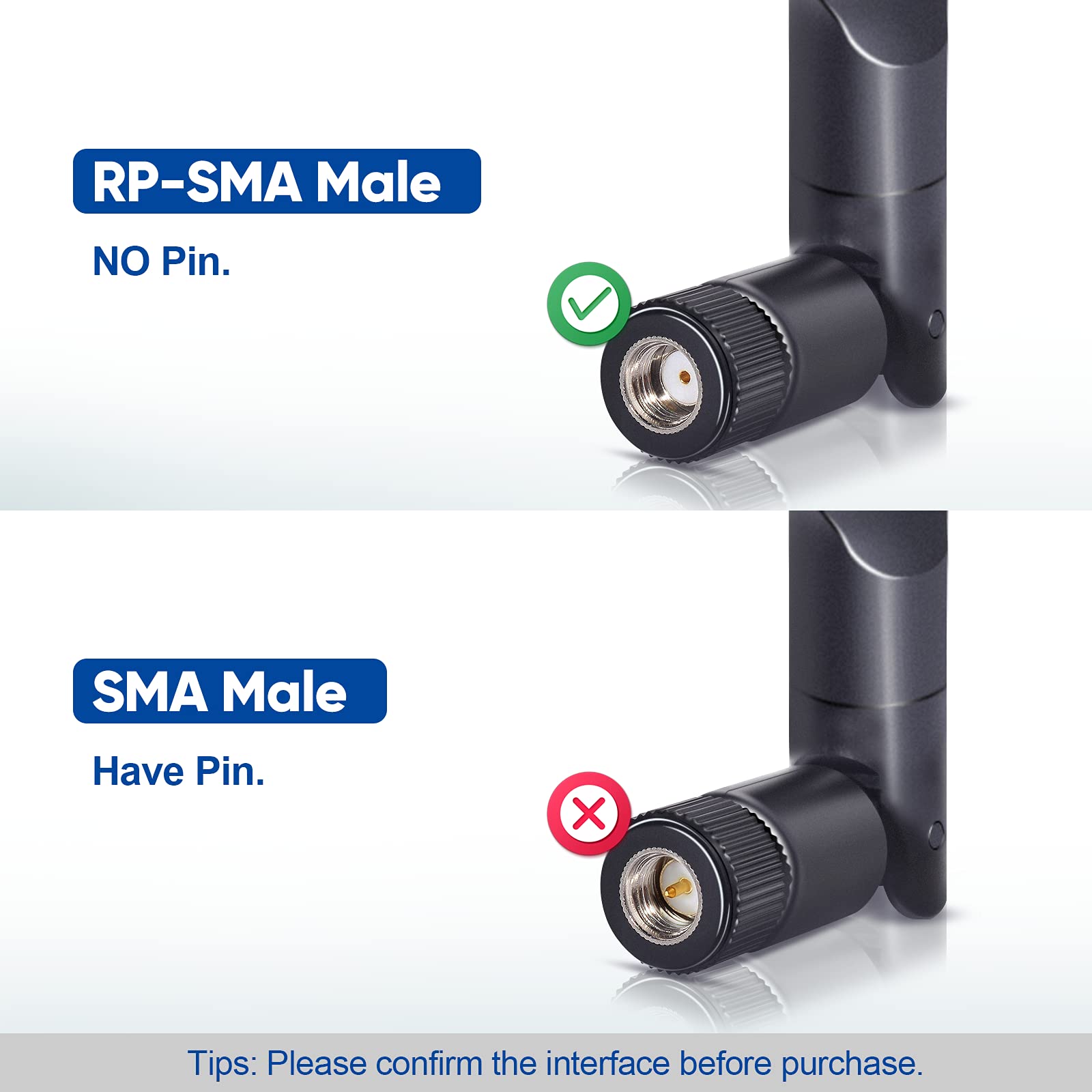 Bingfu Dual Band Wifi 2.4Ghz 5Ghz 5.8Ghz 8Dbi Mimo Rp Sma Male Antenna (4 Pack) For Wifi Router Wireless Network Card Usb Adapte