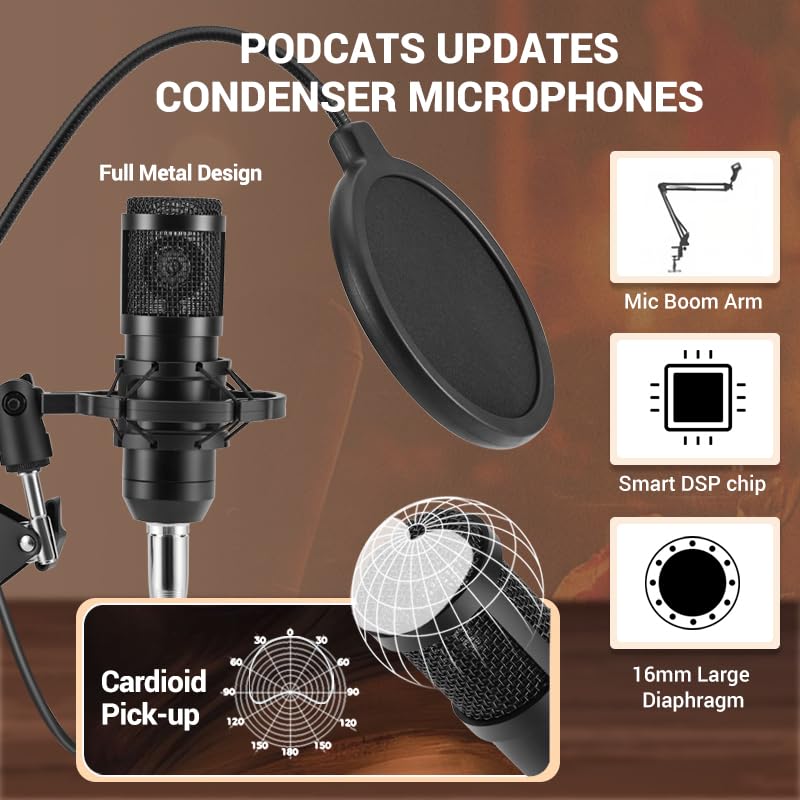 Znclces Podcast Equipment Bundle for 2, Pro Audio Interface, Black, 15"x8"x4", Model p999, Ideal for Recording & Streaming