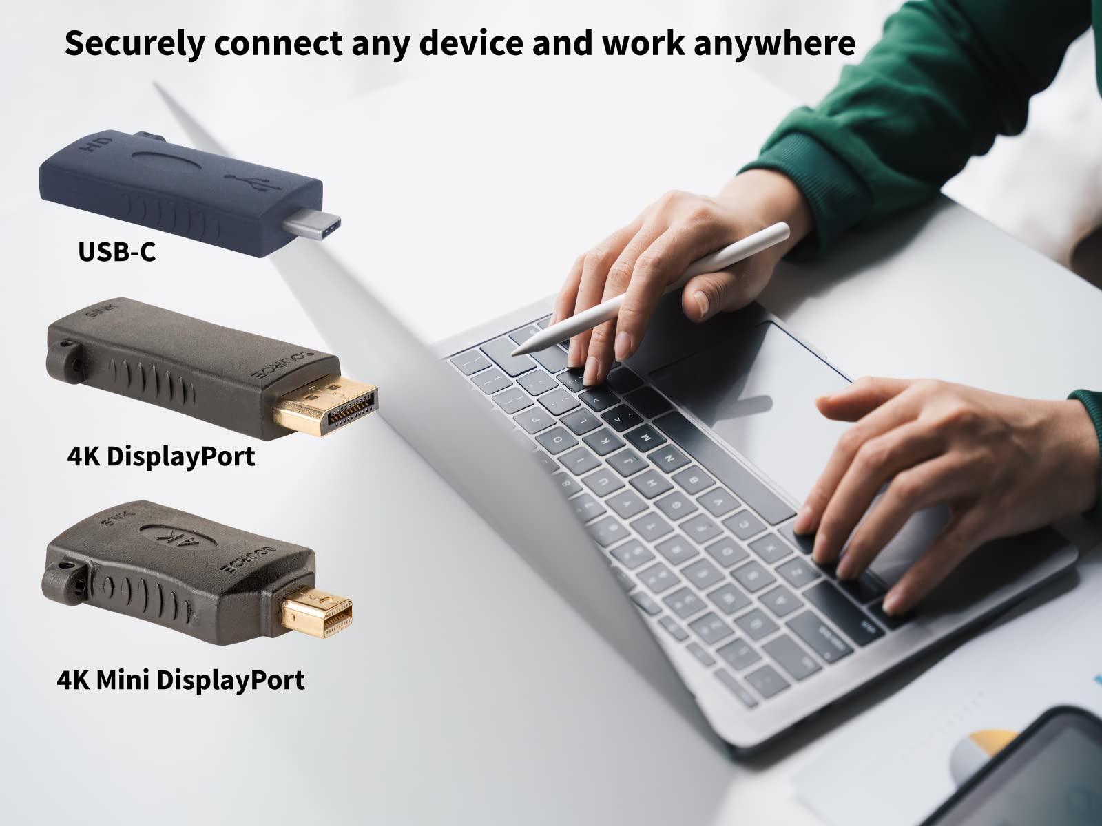 Digitalinx Liberty Patented Hdmi 4K Adapter Ring With Displayport, Mini Displayport & Usb C Adapters For Device Connectivity For