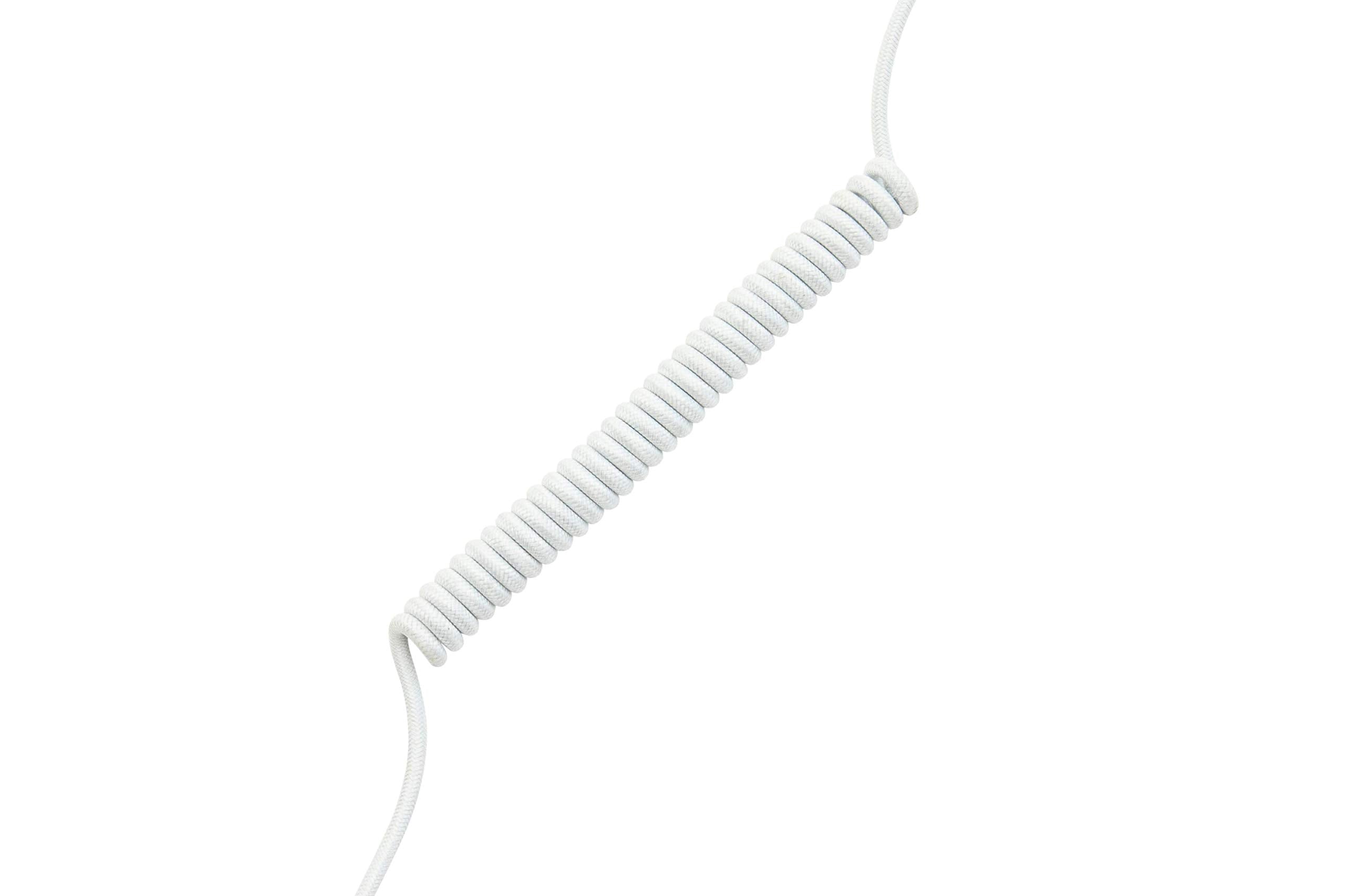 ASCENY Coiled Mechanical Keyboard Cable - Double-Sleeved, Type-C, White, Plastic
