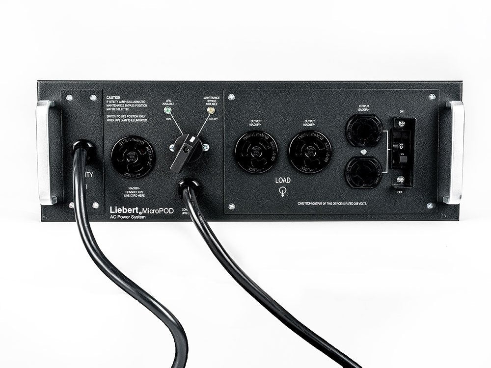 Vertiv Liebert Maintenance Bypass Micropod External Maintenance Bypass Switch 2 L6 20R & 2 L6 15R Outlets 3U Rack Mountable Elec