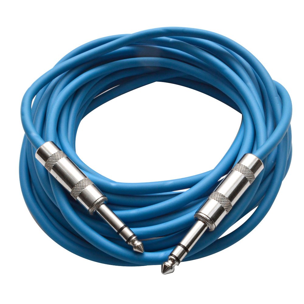 Seismic Audio - Satrx-25Blue6 - Pack Of Six (6) 25 Foot Blue 1/4 Trs Patch Cable - Balanced Cord - Effects
