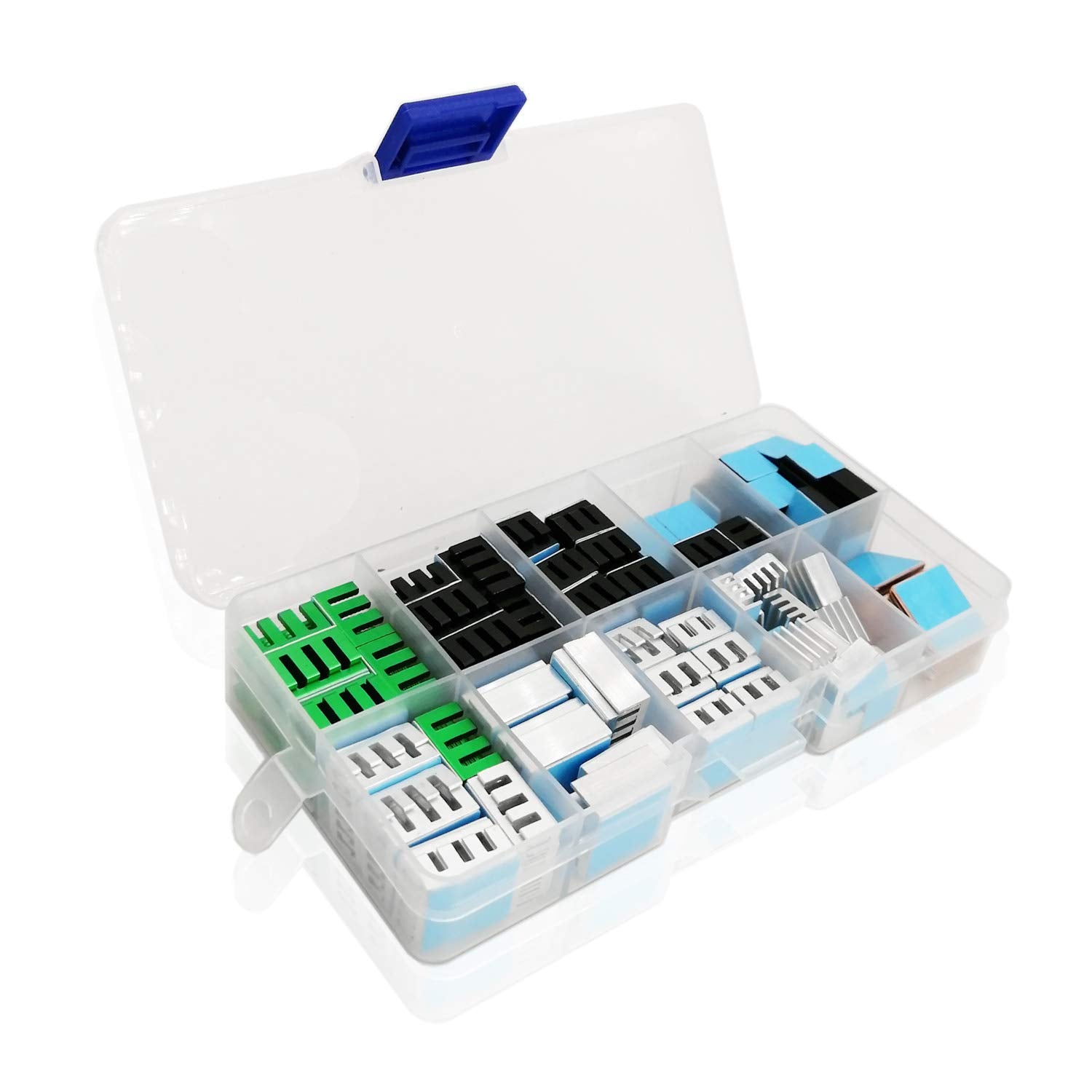 Easycargo 124Pcs Heatsink Kit 9 Sizes Multicolor Aluminum Copper + 3M 8810 Thermal Conductive Adhesive Tape, Cooler Heat Sink Cooling Vrm Vram Cpu Gpu Small Ic Laptop Raspberry Pi 4 Ssd Nvme M.2 Ps5