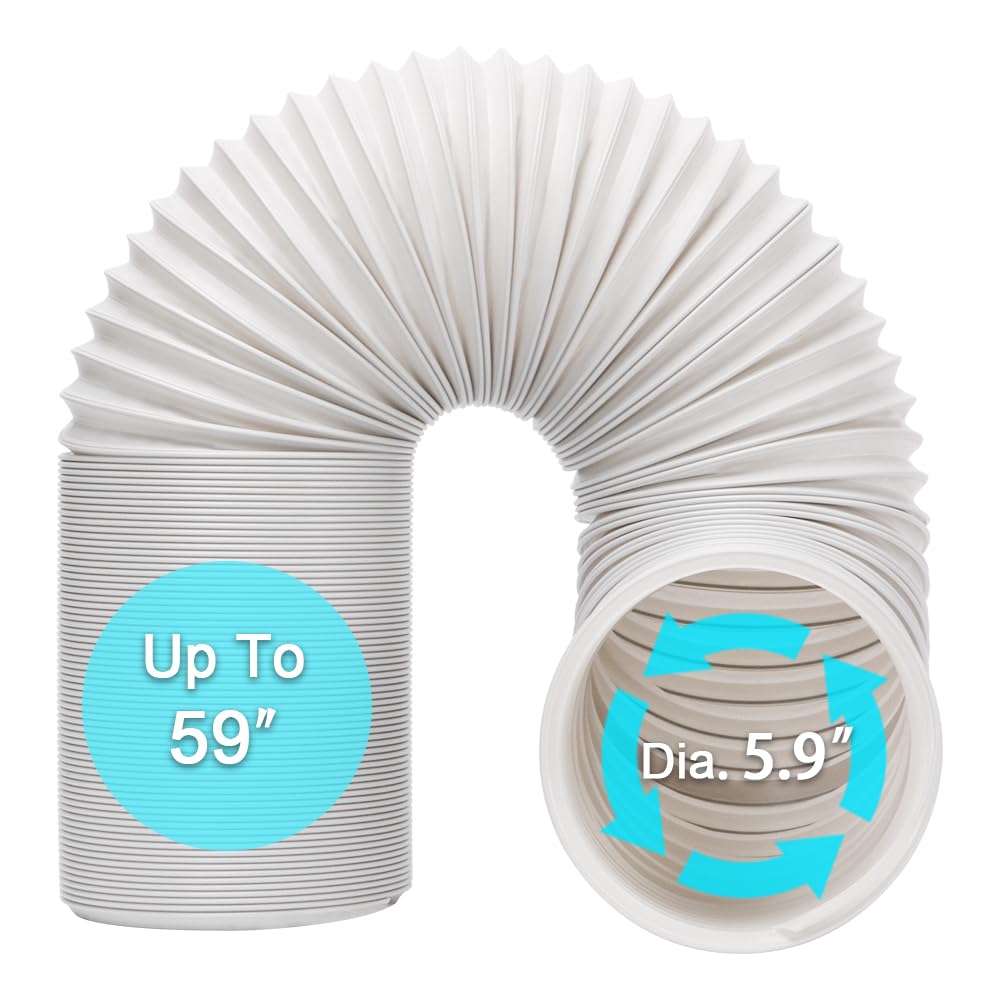 Bewave Portable Air Conditioner Hose, Portable Exhaust Vent Hose With 5.9 Inch Diameter, Universal Replacement Ac Vent Hose Leng