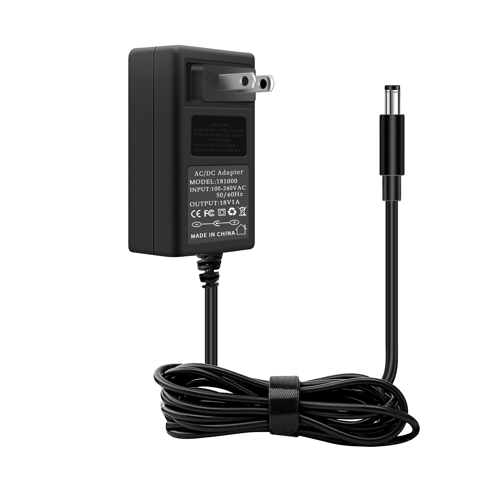 18V 1A AC DC Power Supply Adapter, US Wall Charger, DC Plug 5.5x2.1mm & 2.5mm Compatible with for 18volt (0.1A 0.15A 0.2A 0.25A 