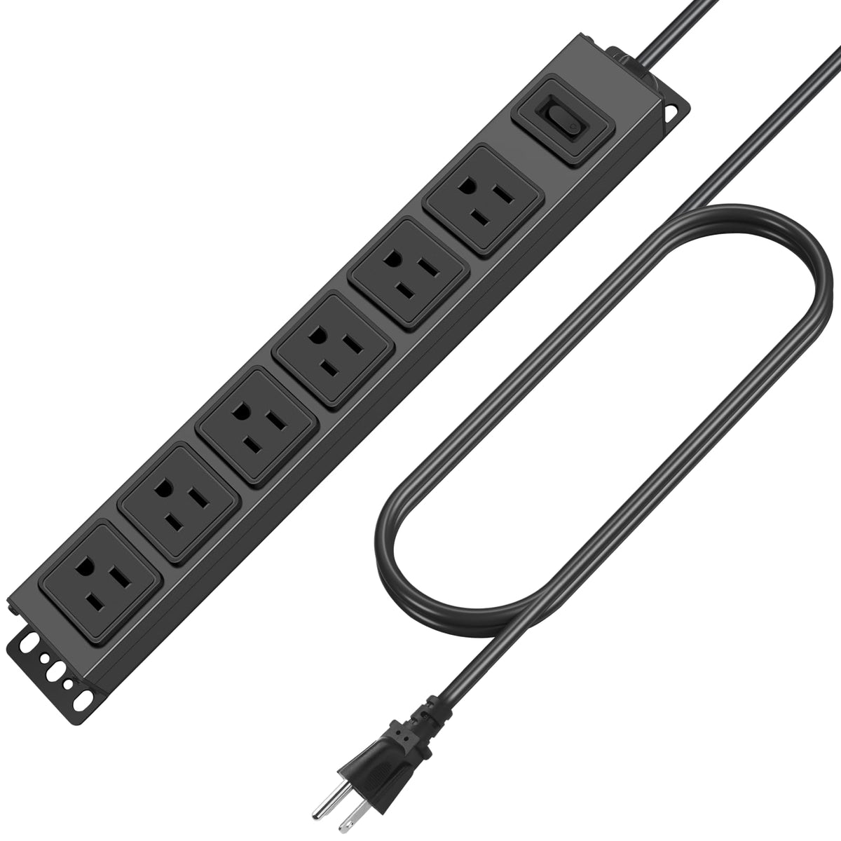 Hhsoet Wall Mount Magnetic Power Strip, Under Desk 6 Outlet Mountable Socket, Metal Long Heavy Duty Surge Protector For Garage, 