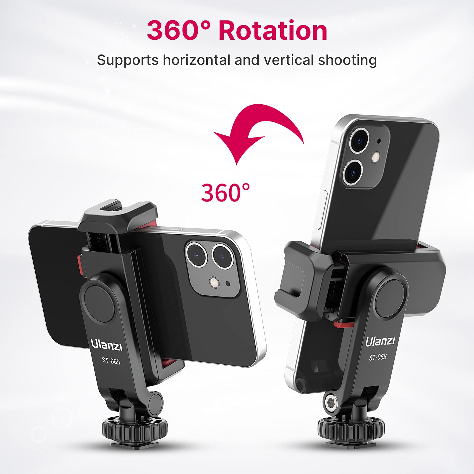 Phone Tripod Mount Holder For Iphone - Ulanzi St-06S Camera Hot 2 Cold Shoe Phone Mount Compatible For Iphone Android Sony Canon
