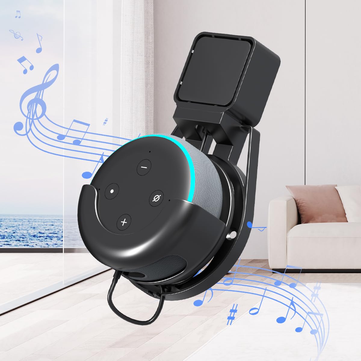 Suptek Wall Mount Holder For Echo Dot 3Rd Gen, Outlet Wall Mount Stand For Alexa, With Built In Cable Management, Wall Screw Or