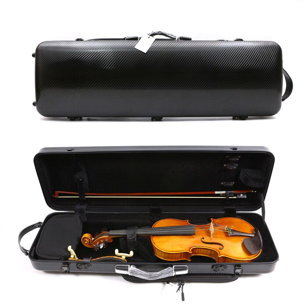 4/4 New Violin Case Mixed Carbon Fiber Strong Light Oblong Case Full Size (Red)