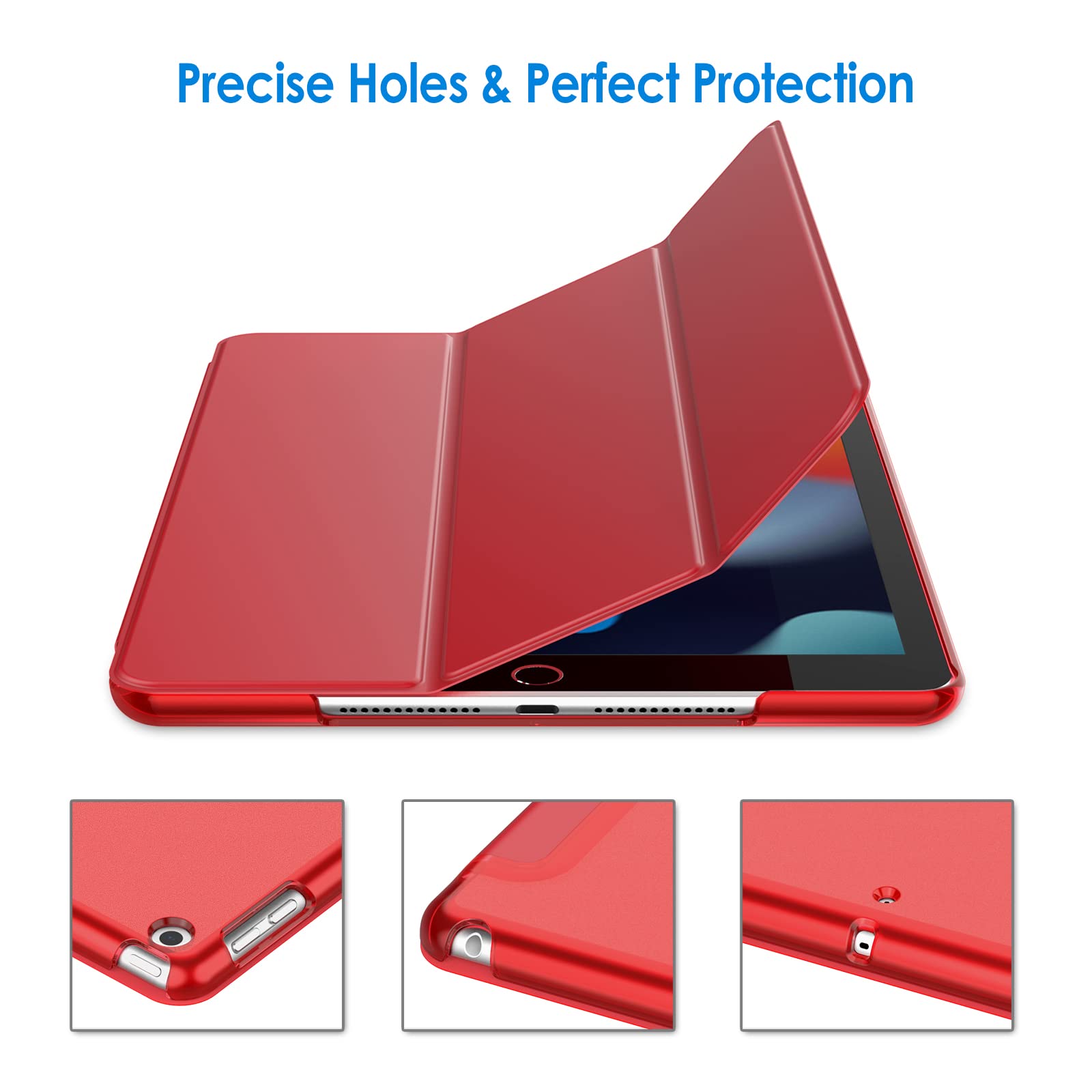 Jetech Case For Ipad 10.2-Inch (2021/2020/2019 Model, 9/8/7 Generation), Auto Wake/Sleep Cover (Red)
