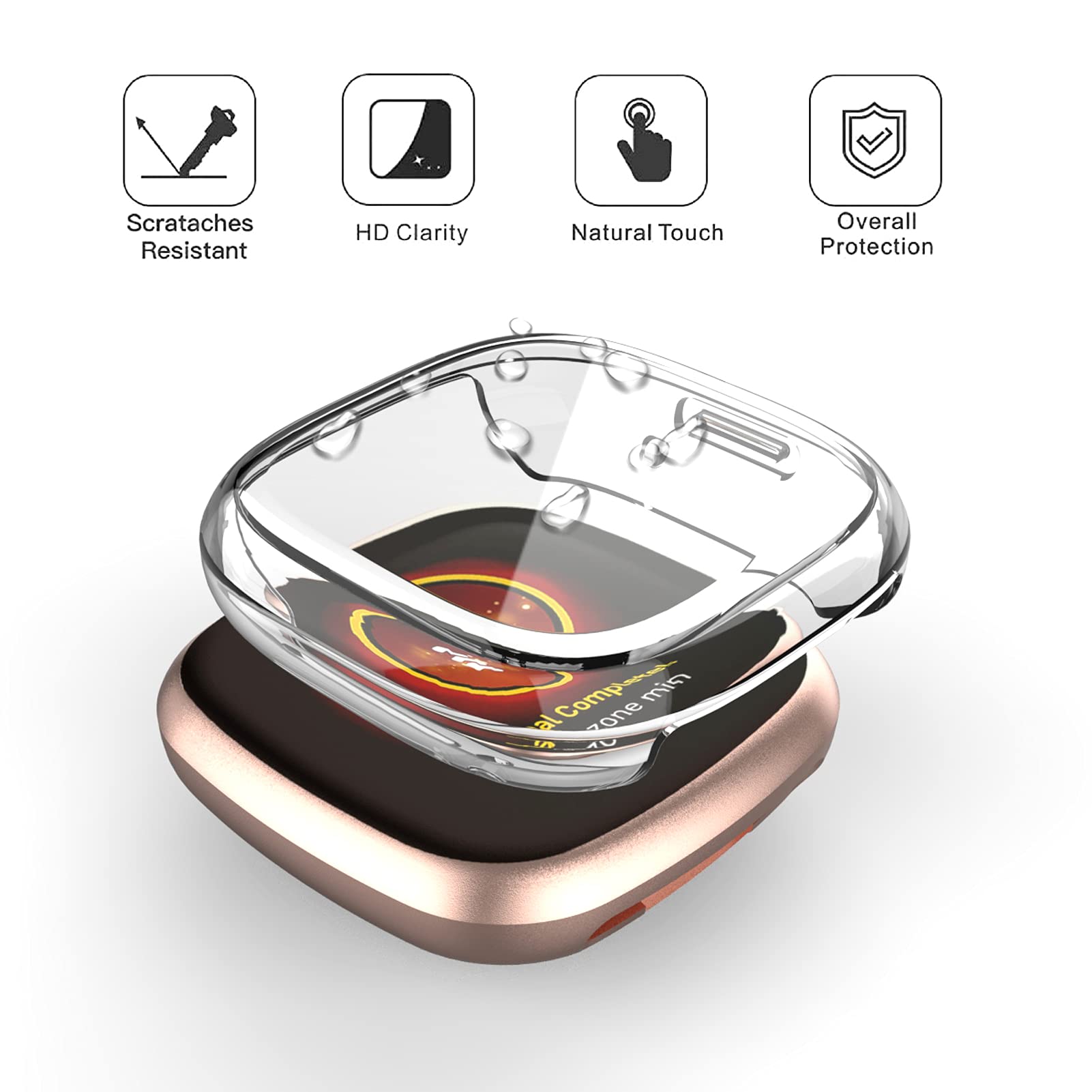 8 Pack Case Compatible With Fitbit Versa 3 / Sense Screen Protector, Ghijkl Ultra Slim Tpu Plated Cover Anti Scratch All Around