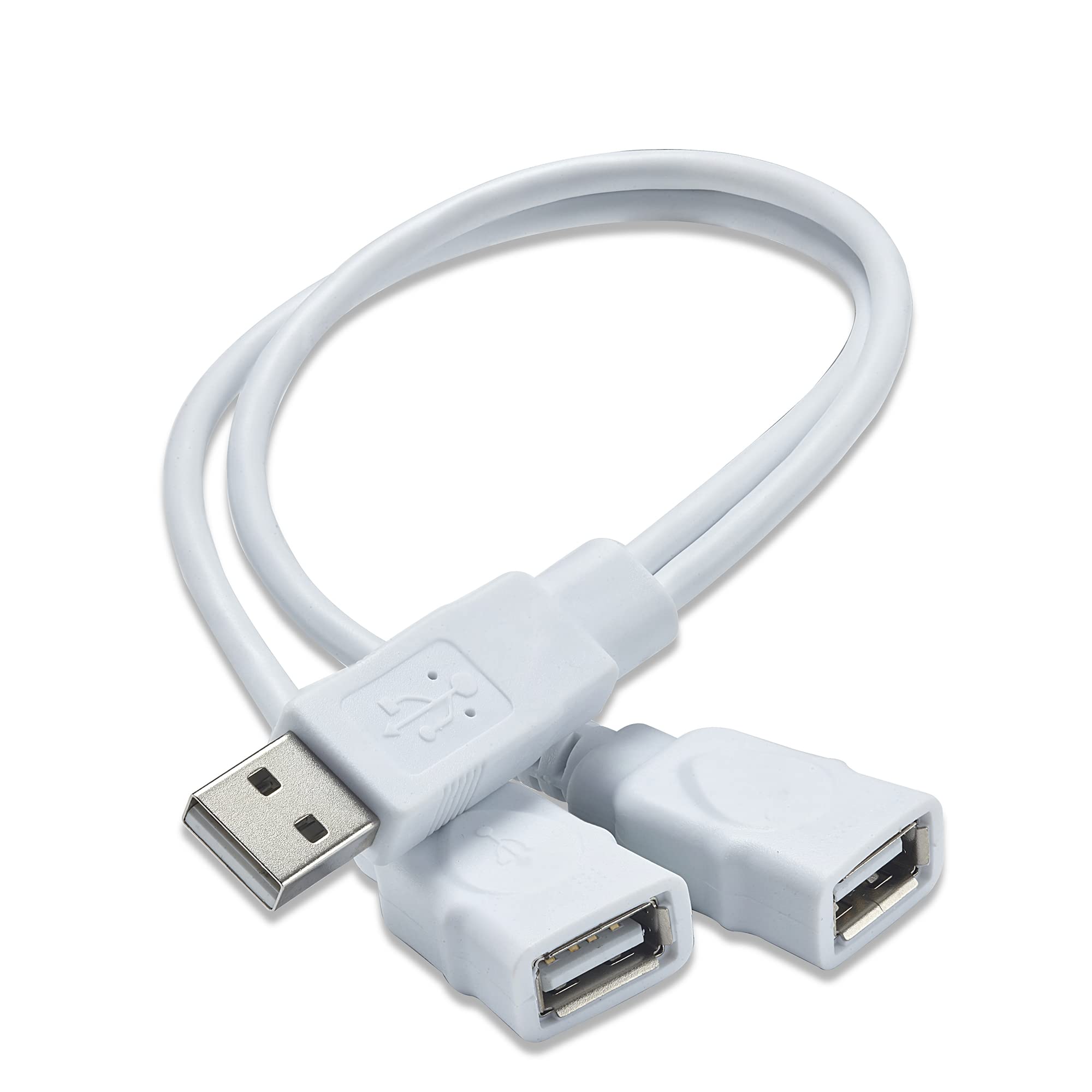Usb Extension Cable Splitter, Usb Male To 2 Dual Usb Female,Usb Y Splitter Hub Power Cord Extension Adapte,Applicable To Lower Power Devices (Data And For Charging,Wouldn'T Work With Carplay)