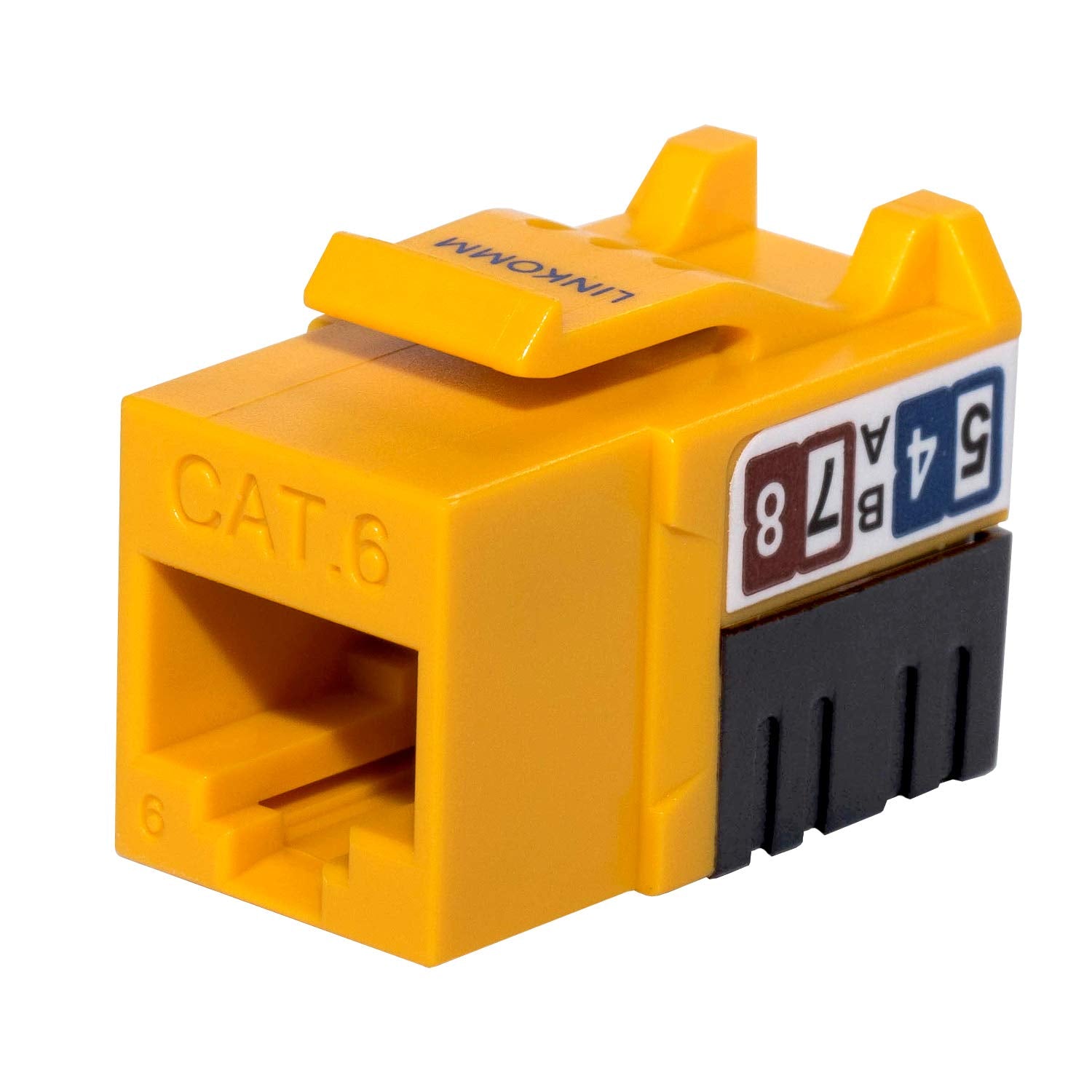 Linkomm 10 Pack Rj45 Cat6 Slim Profile Utp Unshielded Keystone Jack (Yellow)