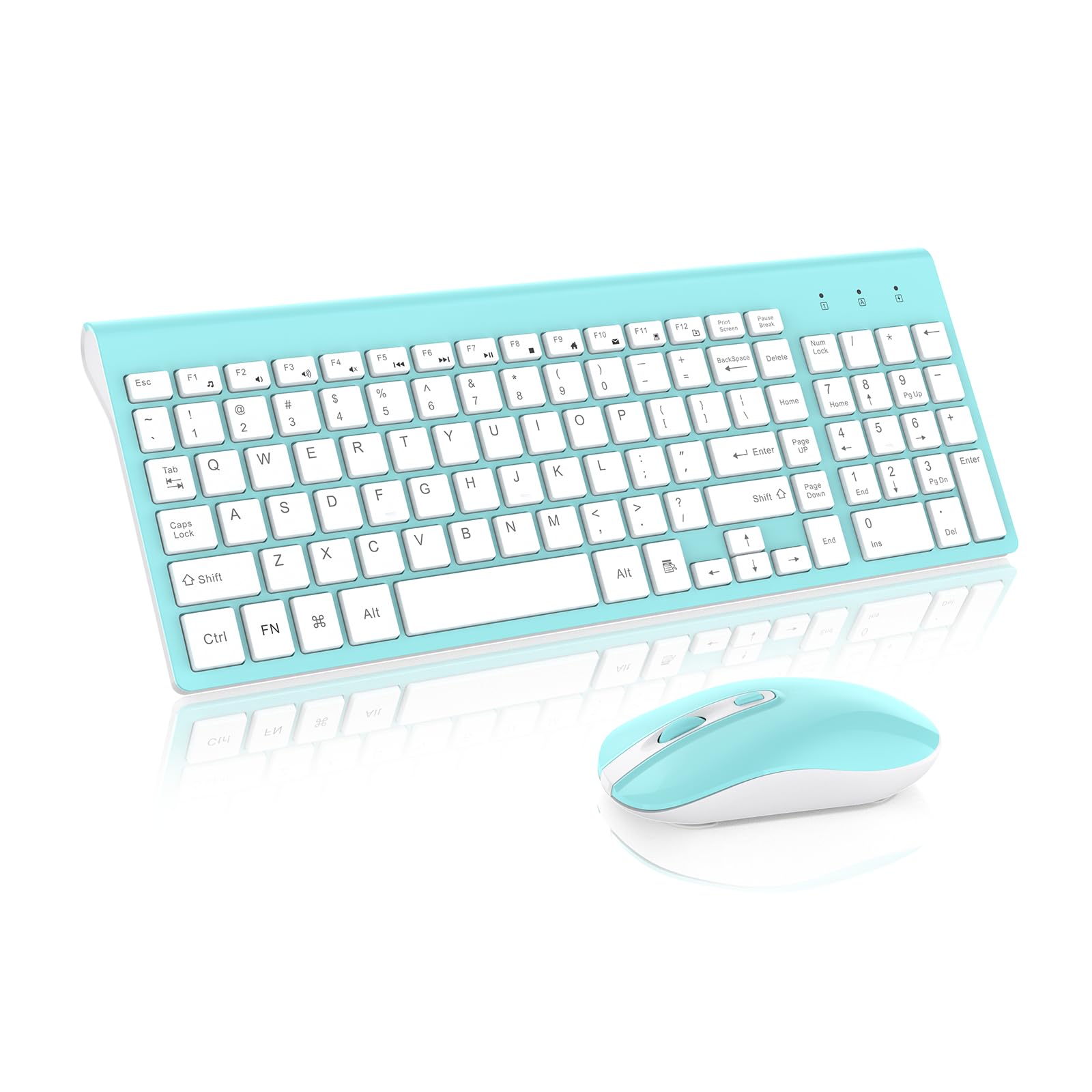 Cimetech Wireless Keyboard And Mouse Combo, Compact Full Size Wireless Keyboard And Mouse Set 2.4G Ultra Thin Sleek Design For Windows, Computer, Desktop, Pc, Notebook, Laptop   Blue