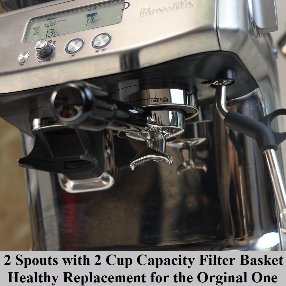 54Mm Portafilter Double Spout Compatible With Breville Bambino Plus (Bes500)/ Infuser (Bes840Xl) 54Mm Breville Barista Series Ab