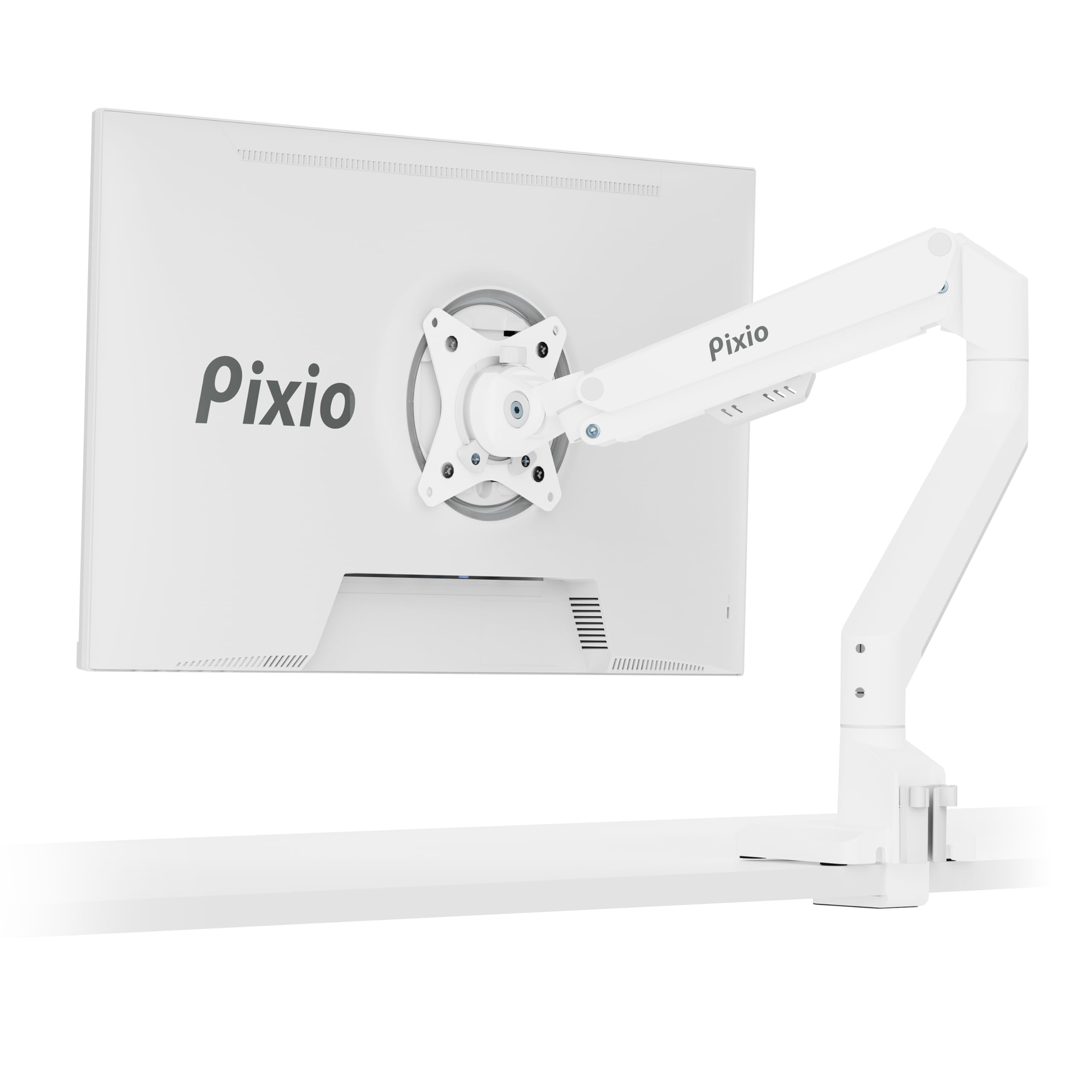 Pixio Ps1S Wave White Single Monitor Arm Stand Desk Mount   Fits Up To 32 Inches Monitors And Up To 19.8Lbs. Vesa Compatibility And Integrated Cable Management