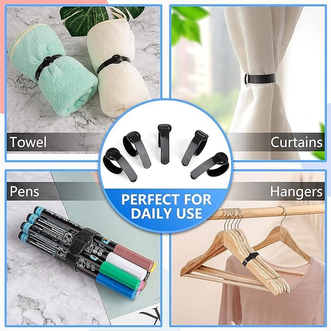 120 X Reusable Cable Ties Black, Adjustable Releasable Hook And Loop Cable Straps For Pc Cable Management, Organizing Cords, Tv,