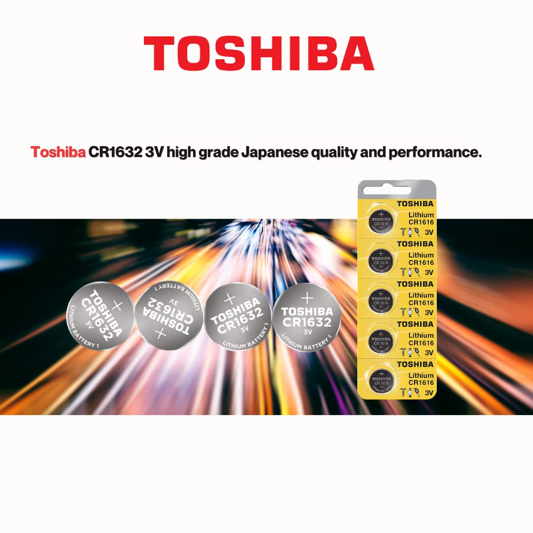 TOSHIBA CR1632 Battery 3V Lithium Coin Cell (5 Batteries)