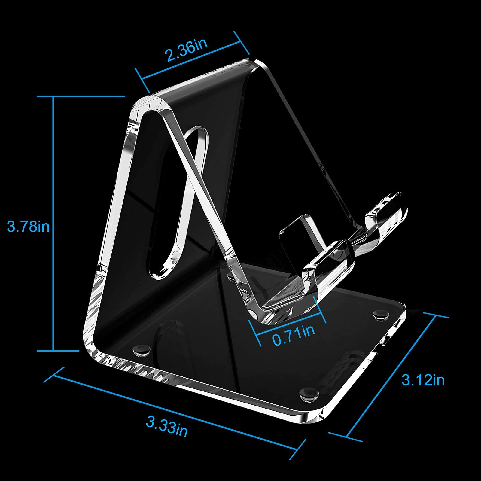 Crpich Acrylic Cell Phone Stand, Portable Clear Phone Stand For Desk, Compatible With Phone15 14 13 Pro Max Mini 12 11 Plus Se,