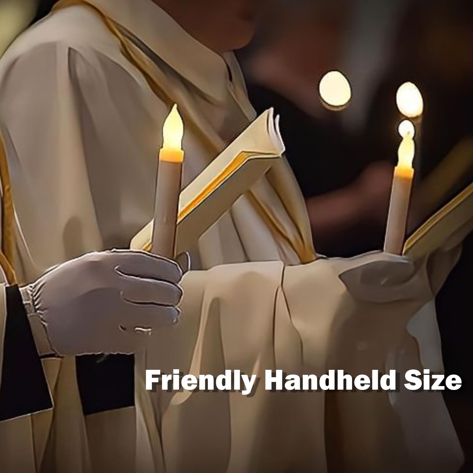 Lezonic Flameless Battery Operated Candlesticks Flickering, 12Pcs(D:0.8'' X H:6'') White Led Battery Short Taper Candles Hanging