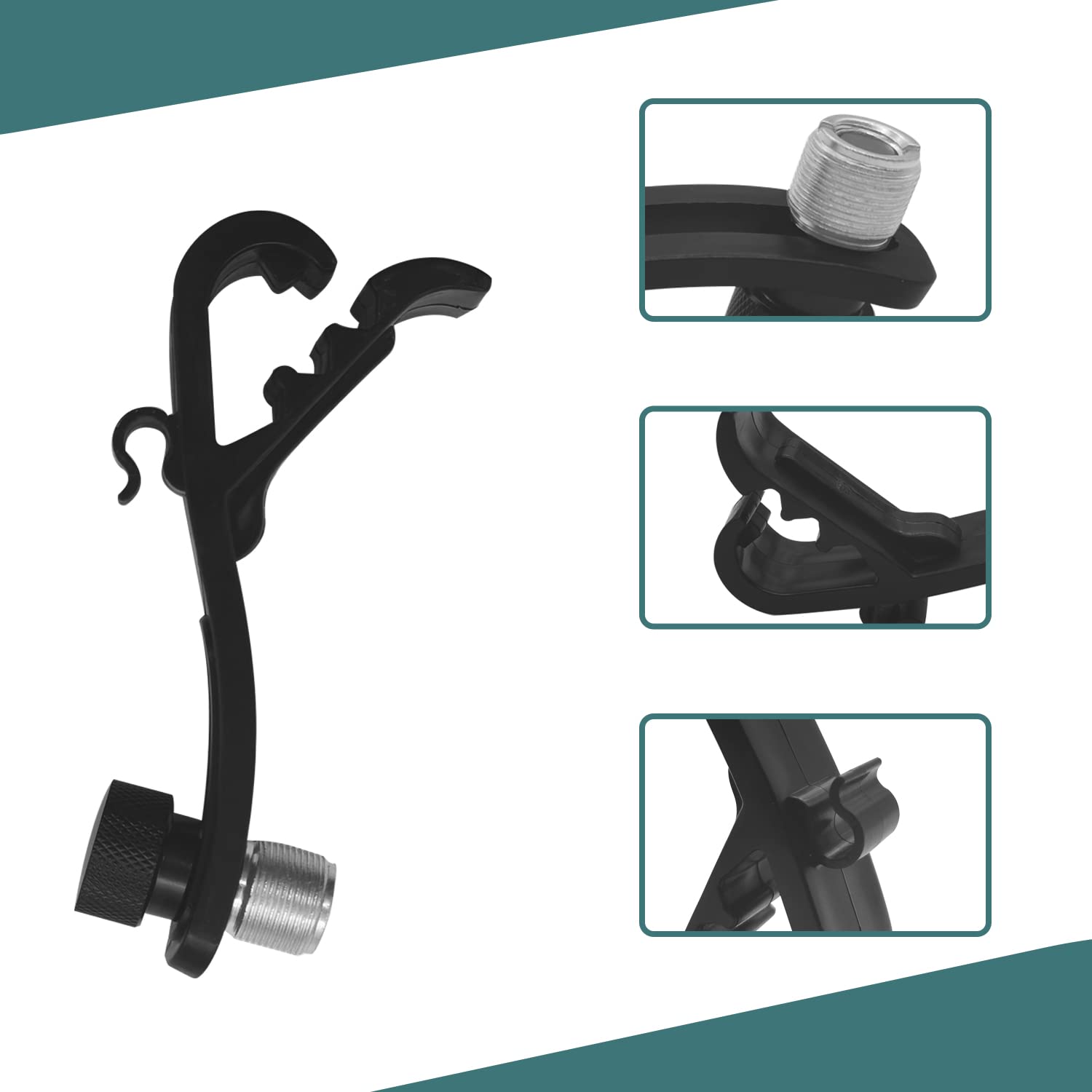 Boseen Shockproof Drum Rim Microphone Clip For Microphone Clamps Holder With Groove Gear(Pack Of 4)