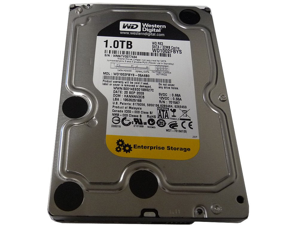 Western Digital 1 Tb Re3 Sata 3 Gb/S 7200 Rpm 32 Mb Cache Bulk/Oem Enterprise Hard Drive   Wd1002Fbys