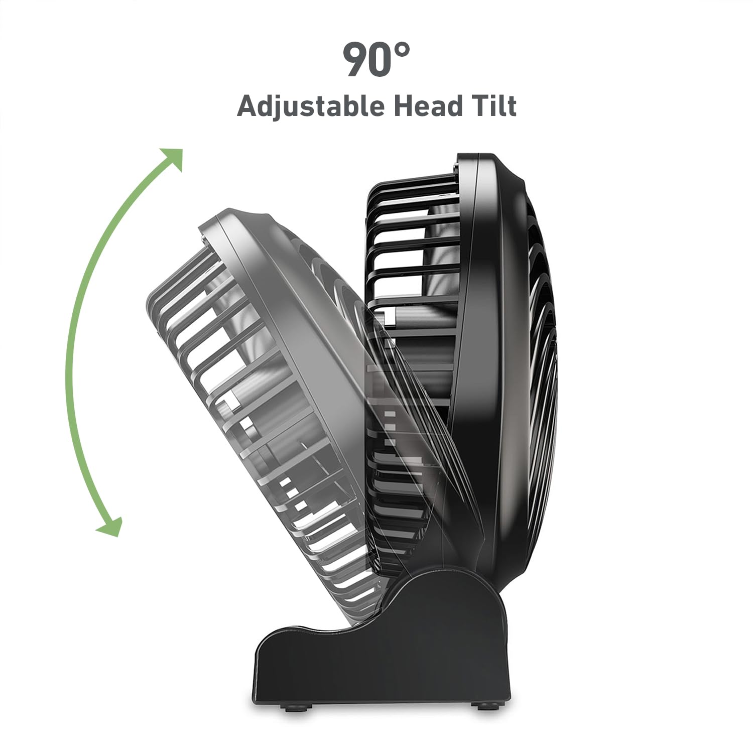 Holmes 4'' Personal Fan, Rechargeable Battery, 3 Speed Settings, Lightweight, Compact And Portable, Adjutstable Head, Home And O