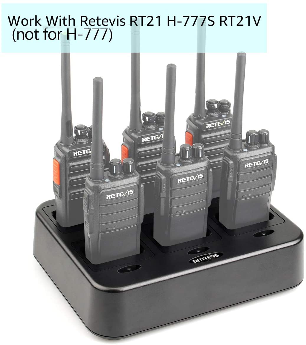 Retevis Rt21 H 777S Six Way Charger, Multi Unit Rapid Gang Charger, Compatible With Retevis Rt21 H 777S (Not For H 777) Rt21V Rt28 Rt53 Walkie Talkie And Batteries (1 Pack)