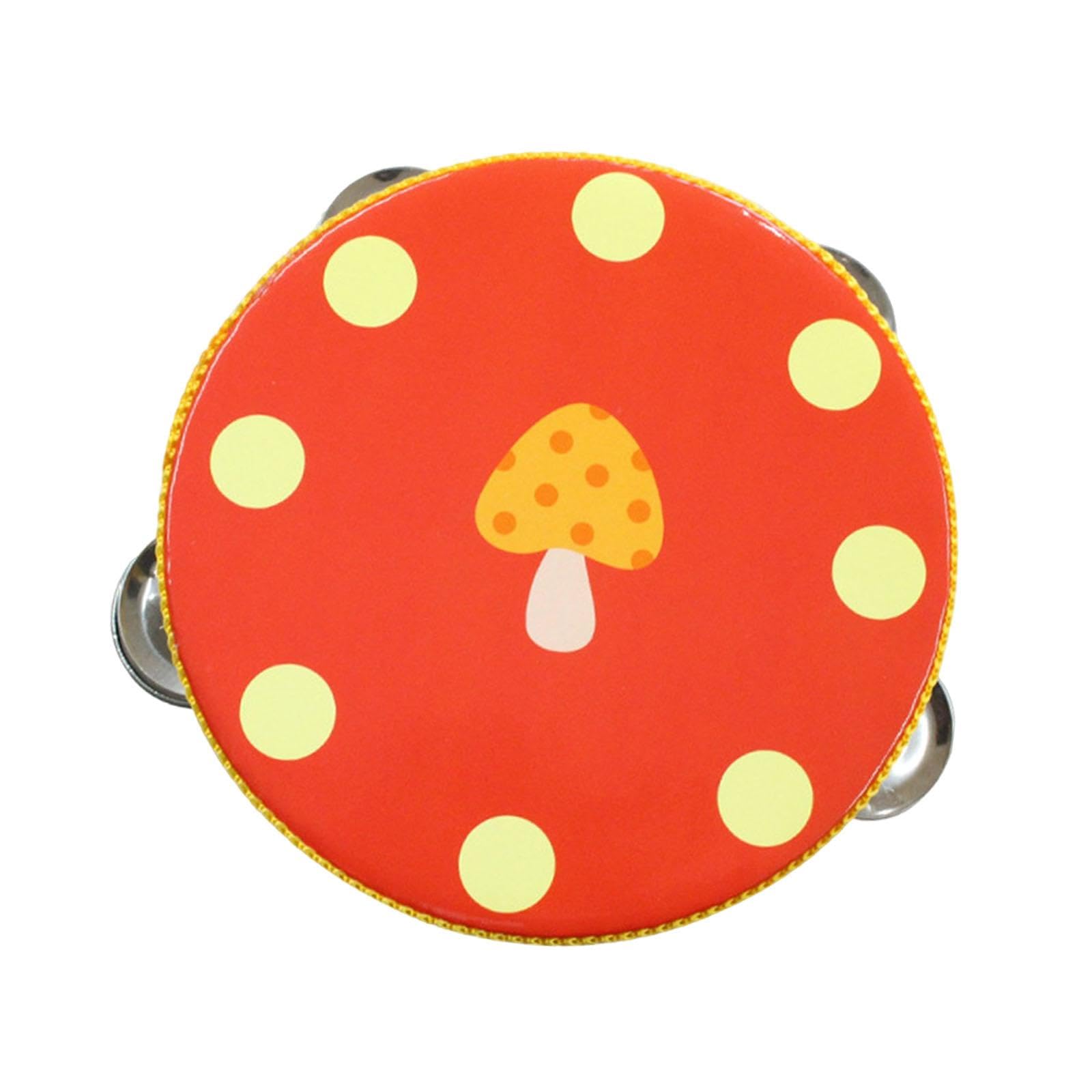 THE STYLE SUTRA Wood Handheld Tambourines Handbell Educational Toy for Dancing Game Toys KTV 15cm Mushroom