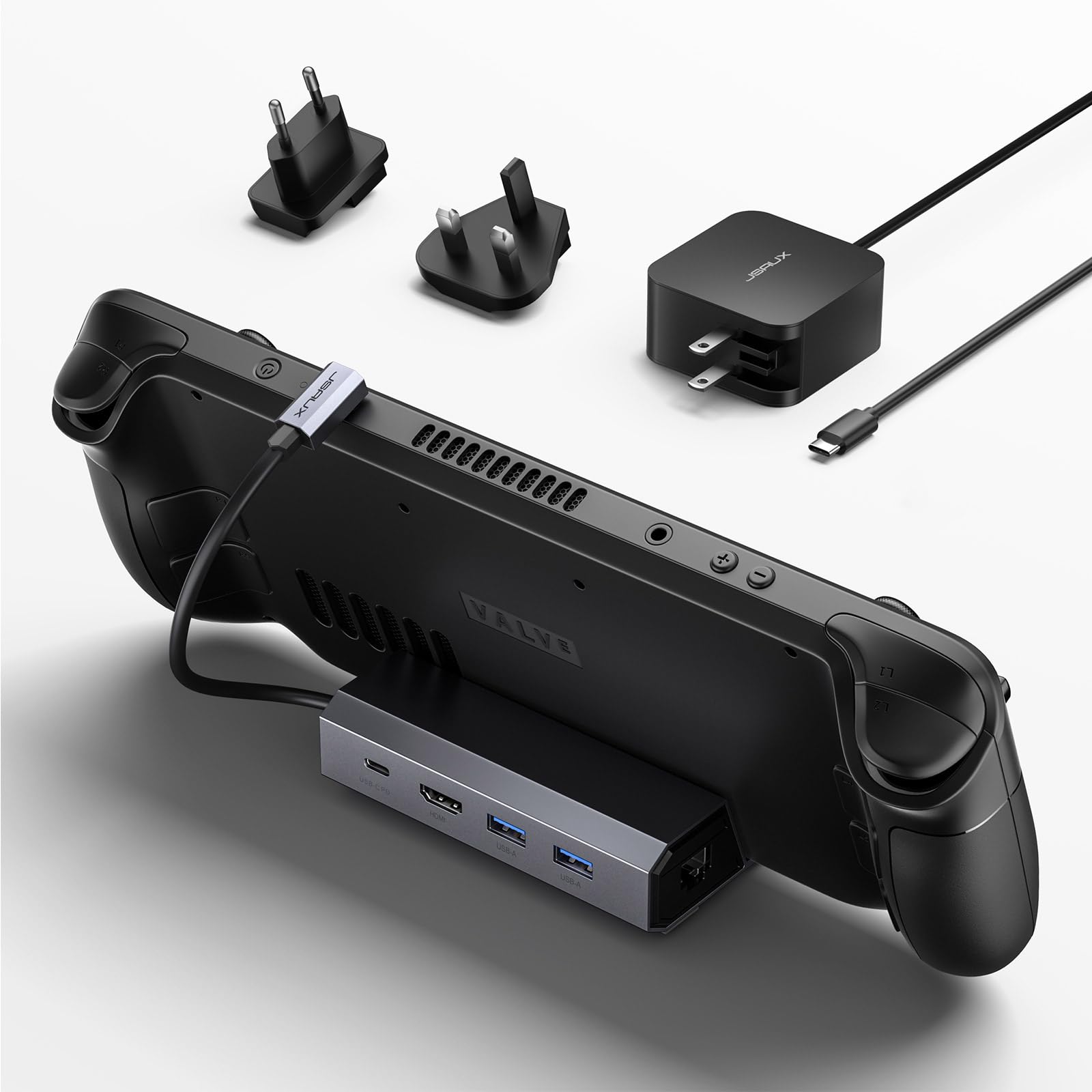 Jsaux Docking Station And 45W Charger Compatible With Steam Deck, 5 In 1 Dock With Hdmi 2.0 4K@60Hz, 100Mbps Ethernet, Dual Usb 