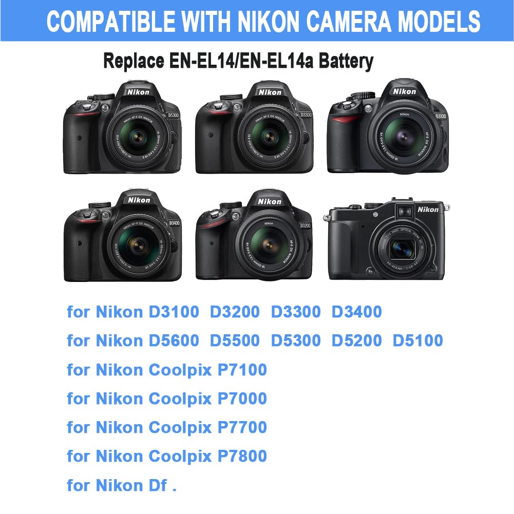 Tkdy Ep 5A Eh 5 Ac Power Adapter En El14A Dummy Battery For Nikon D3500 D3400 D3200 D5100 D5200 D5300 D5500 D5600 D3100 D3300 Coolpix P7000 P7100 P7700 P7800 Df Cameras.